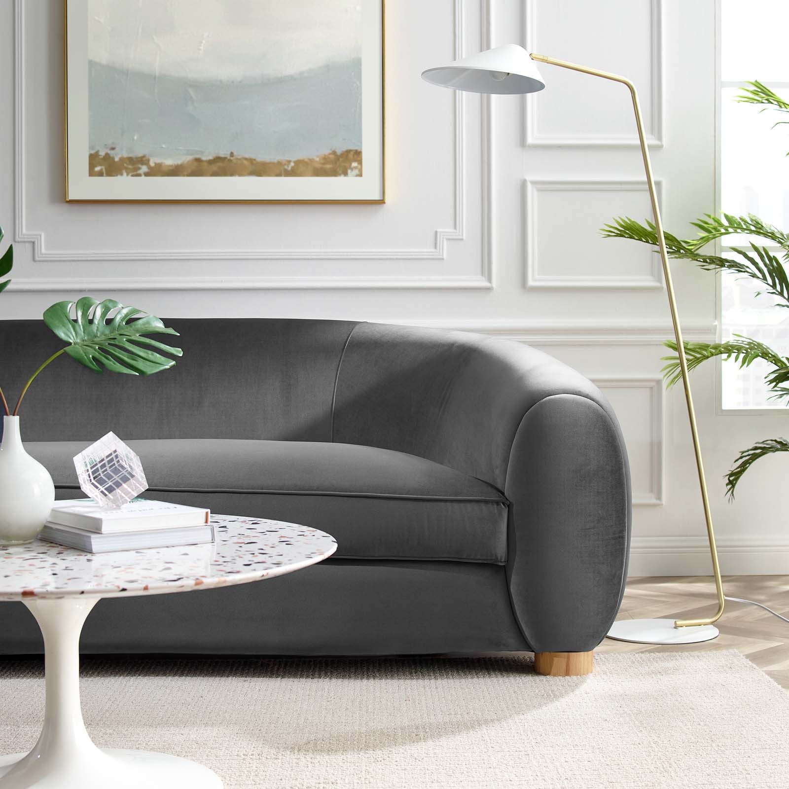 Modway Sofas & Couches - Abundant Performance Velvet Sofa Charcoal