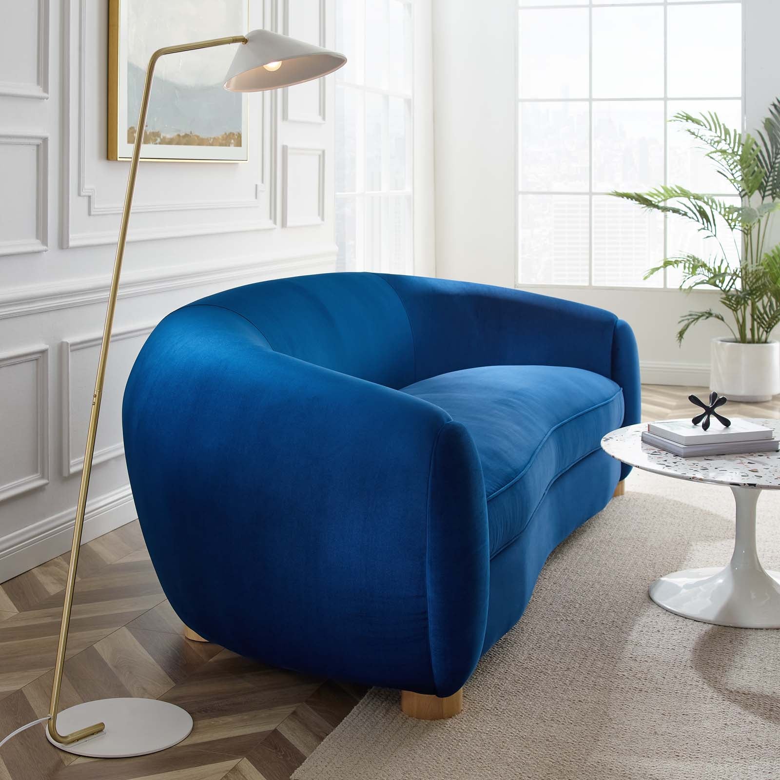 Modway Sofas & Couches - Abundant Performance Velvet Sofa Navy