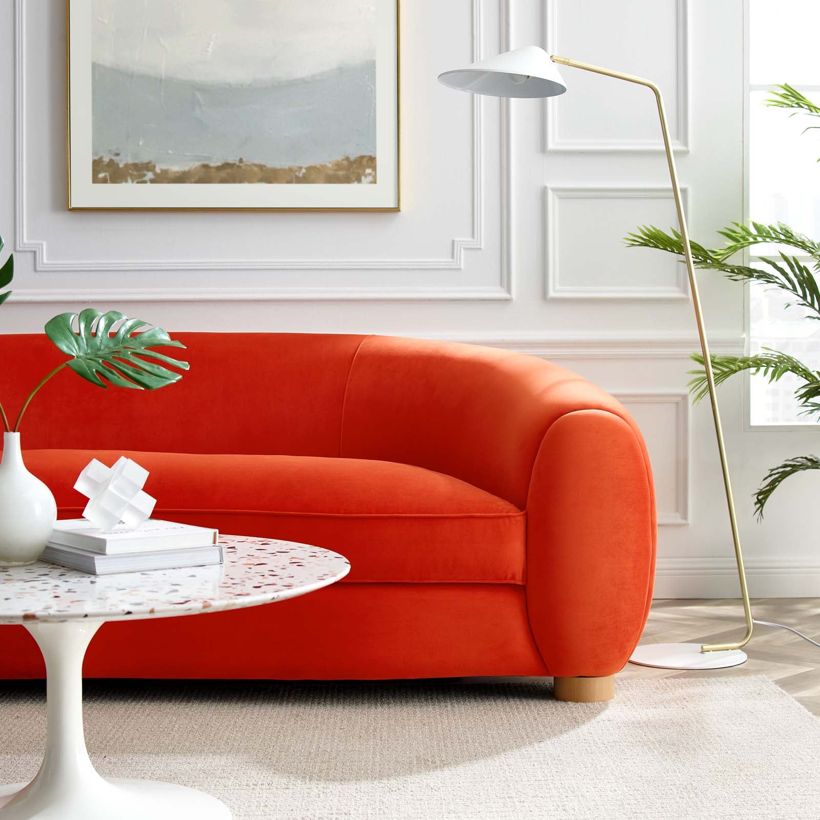 Modway Sofas & Couches - Abundant Performance Velvet Sofa Orange