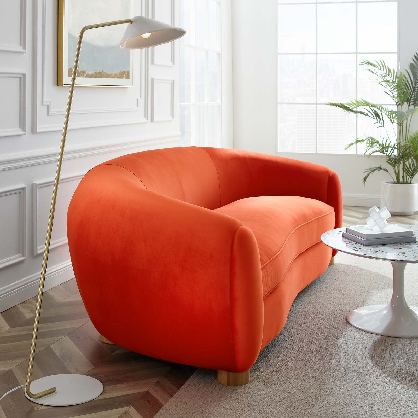 Modway Sofas & Couches - Abundant Performance Velvet Sofa Orange