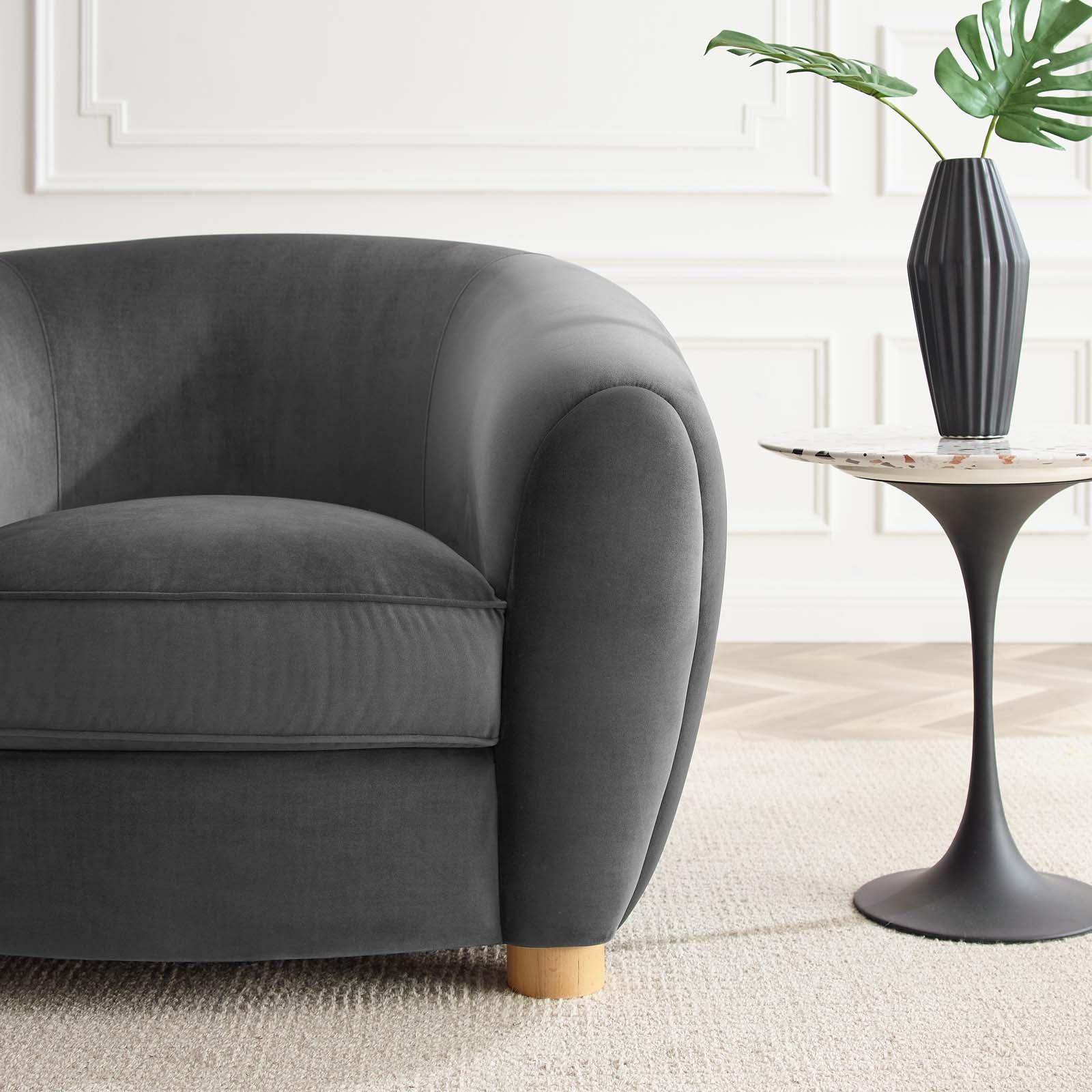 Modway Accent Chairs - Abundant Performance Velvet Armchair Charcoal