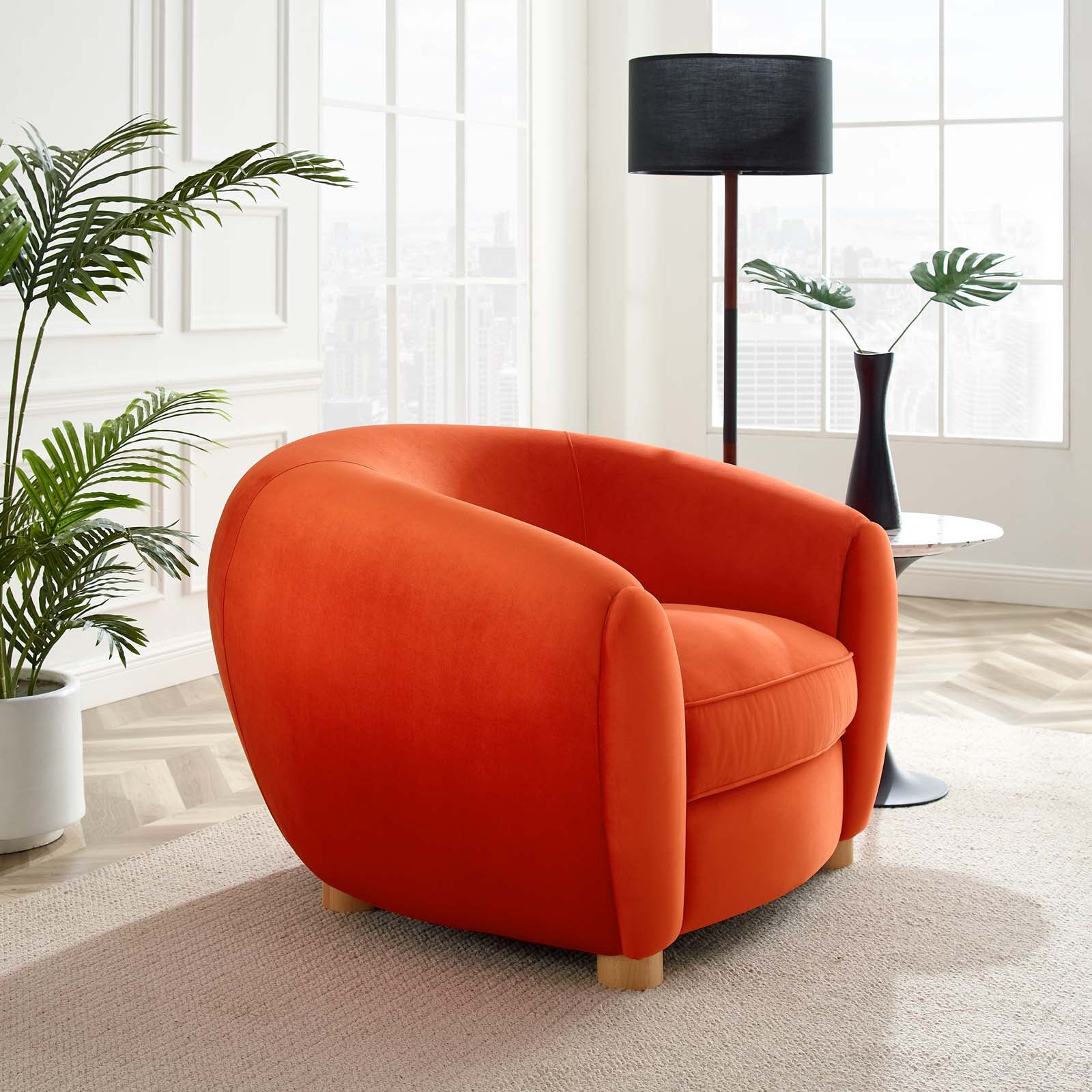 Modway Accent Chairs - Abundant Performance Velvet Armchair Orange