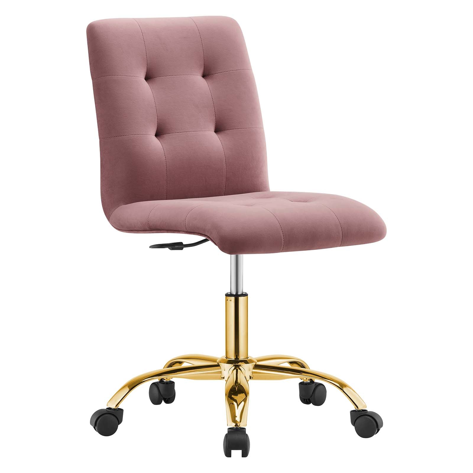 Modway Task Chairs - Prim-Armless-Performance-Velvet-Office-Chair-Gold-Dusty-Rose