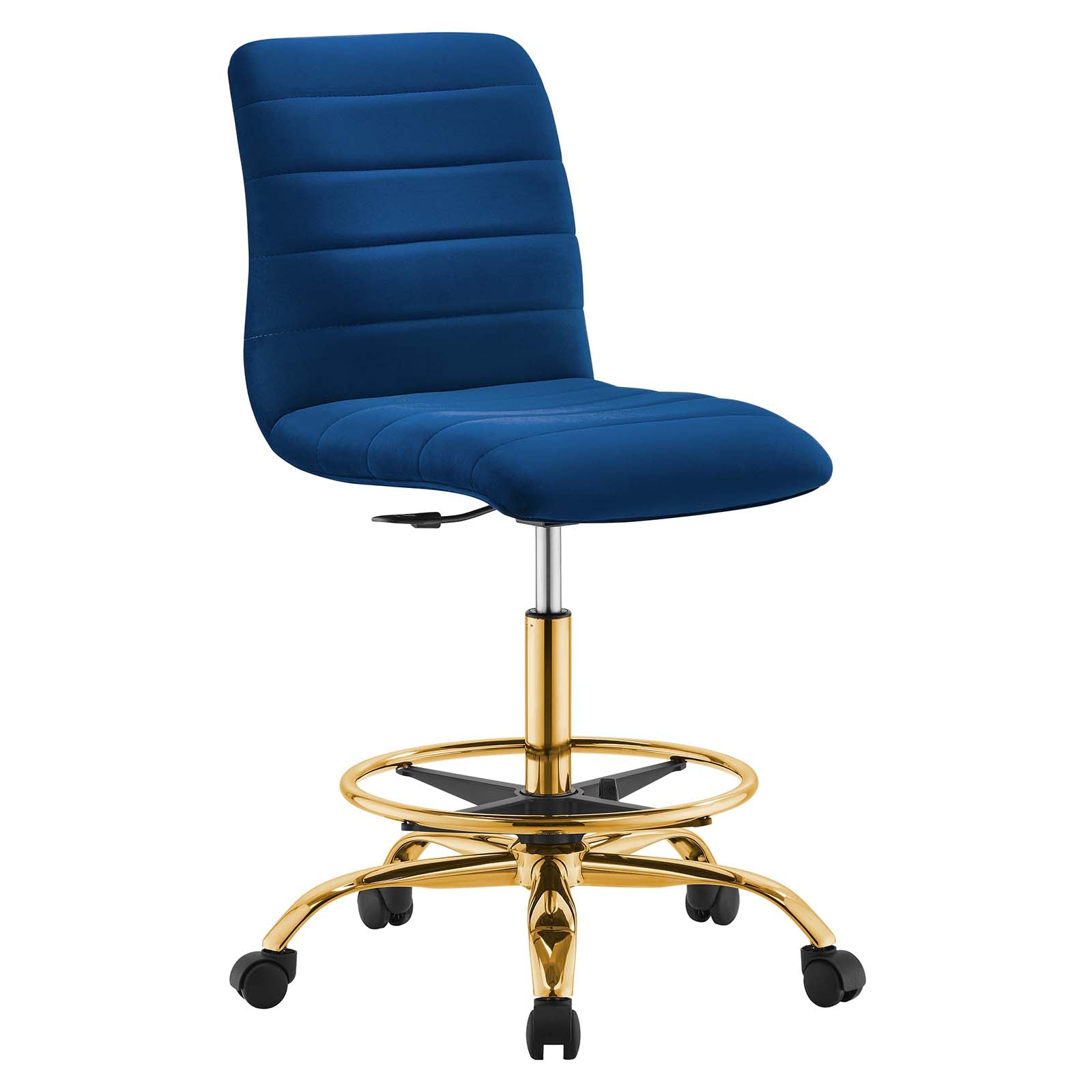 Modway Task Chairs - Ripple-Armless-Performance-Velvet-Drafting-Chair-Gold-Navy