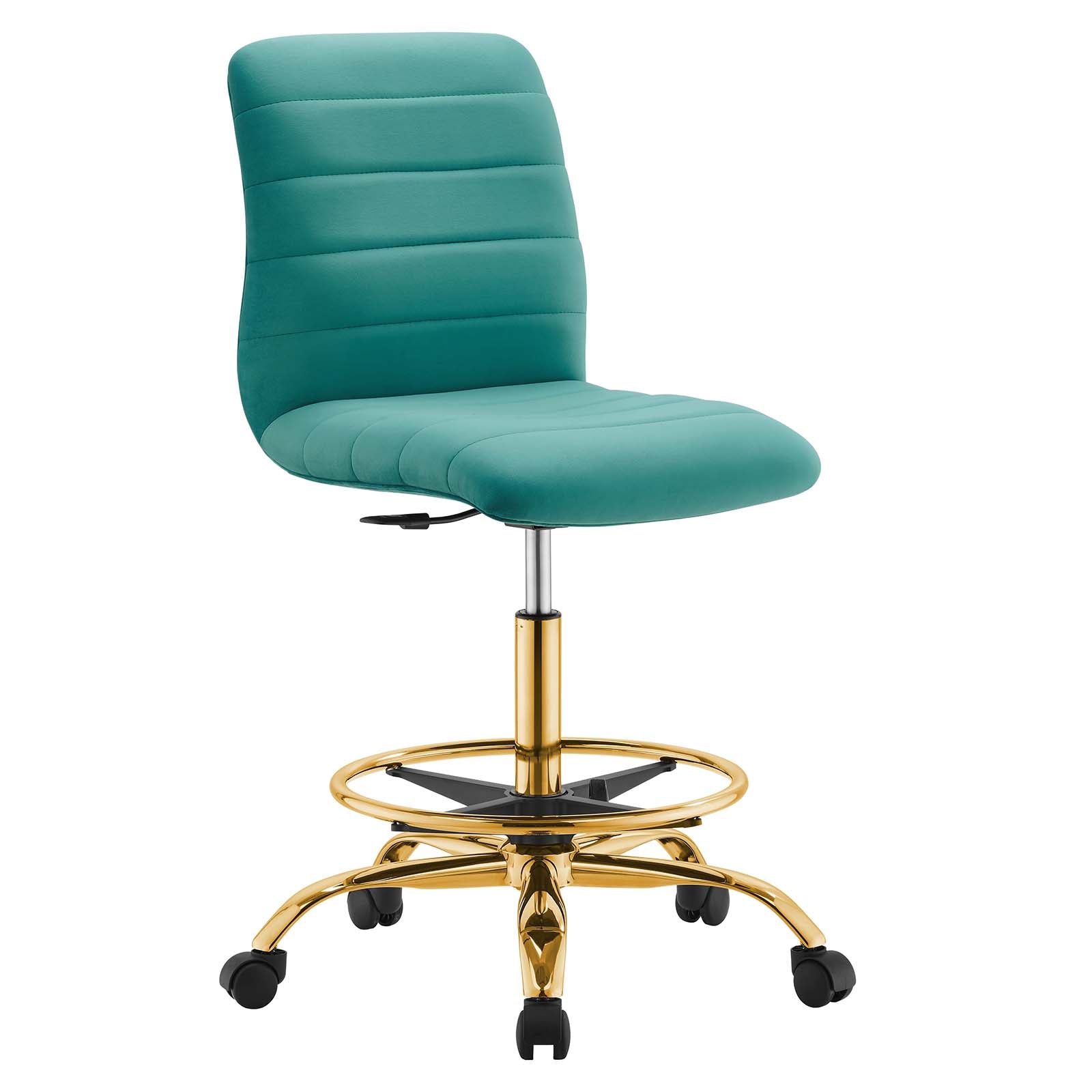 Modway Task Chairs - Ripple-Armless-Performance-Velvet-Drafting-Chair-Gold-Teal