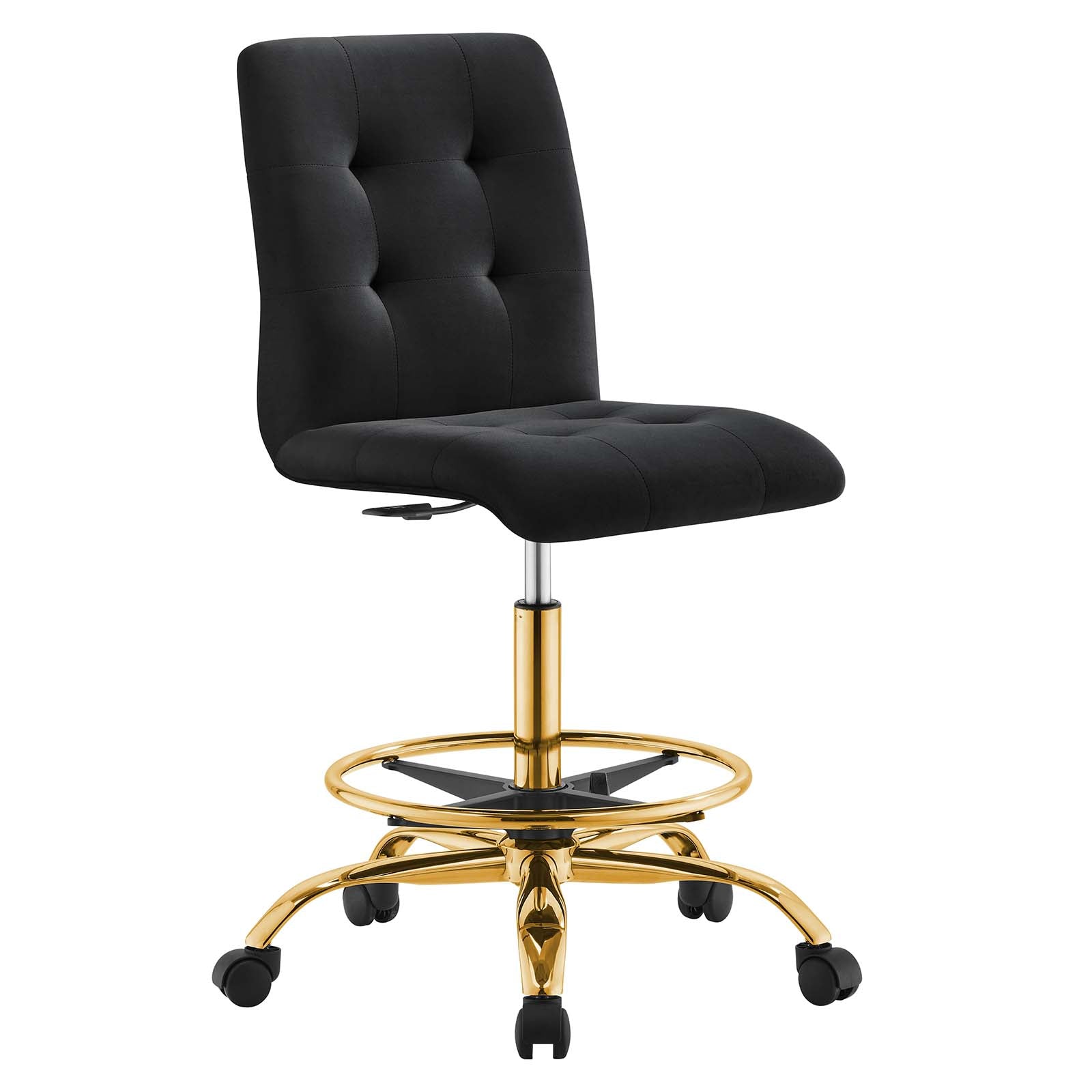 Modway Task Chairs - Prim-Armless-Performance-Velvet-Drafting-Chair-Gold-Black