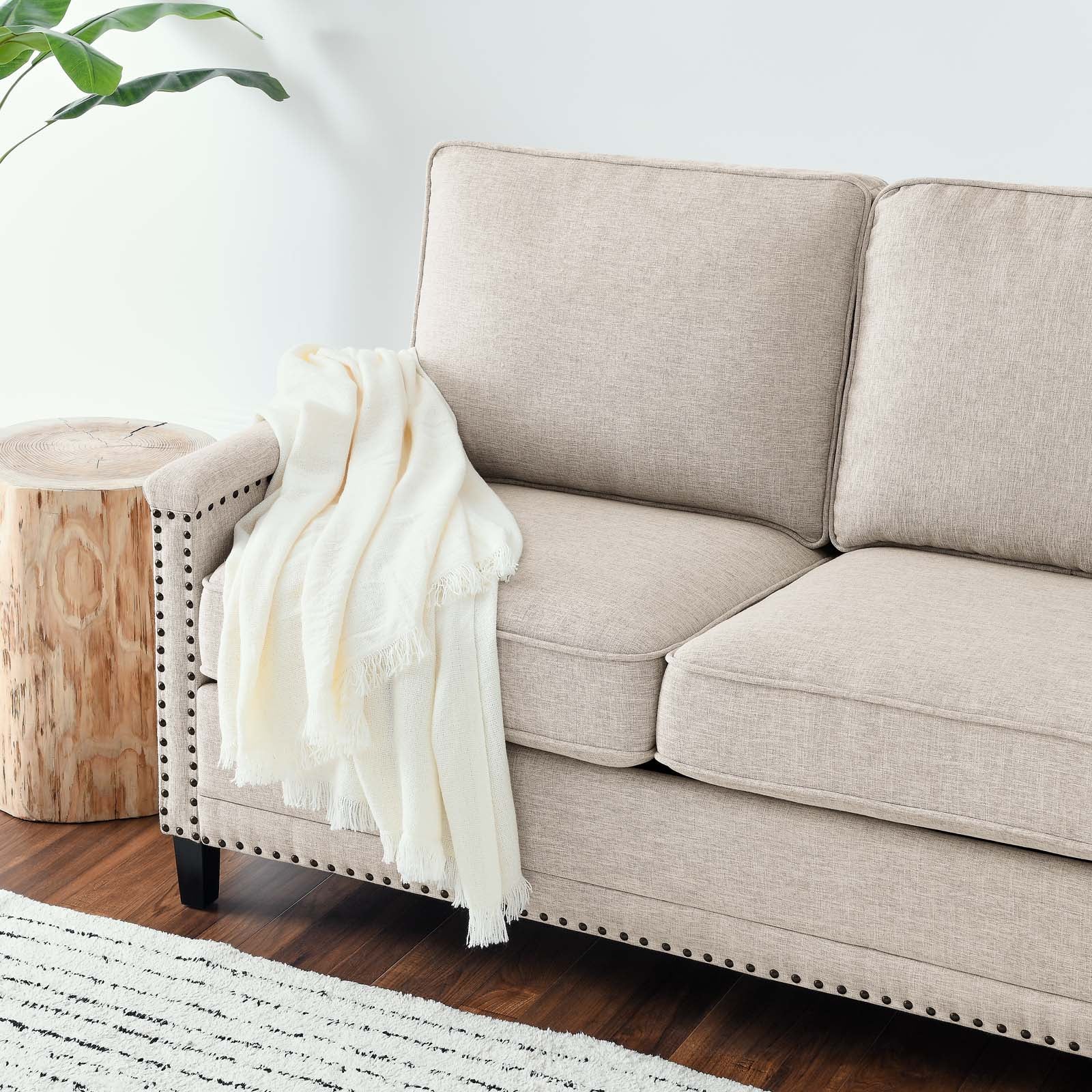 Modway Sofas & Couches - Ashton Upholstered Fabric Sofa Beige