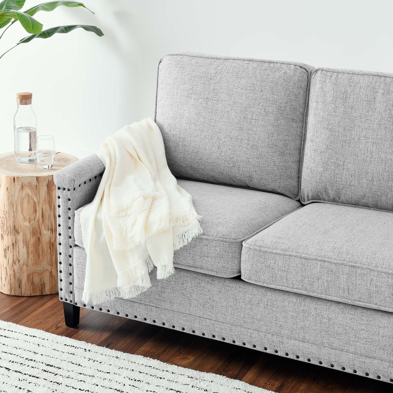 Modway Sofas & Couches - Ashton Upholstered Fabric Sofa Light Gray