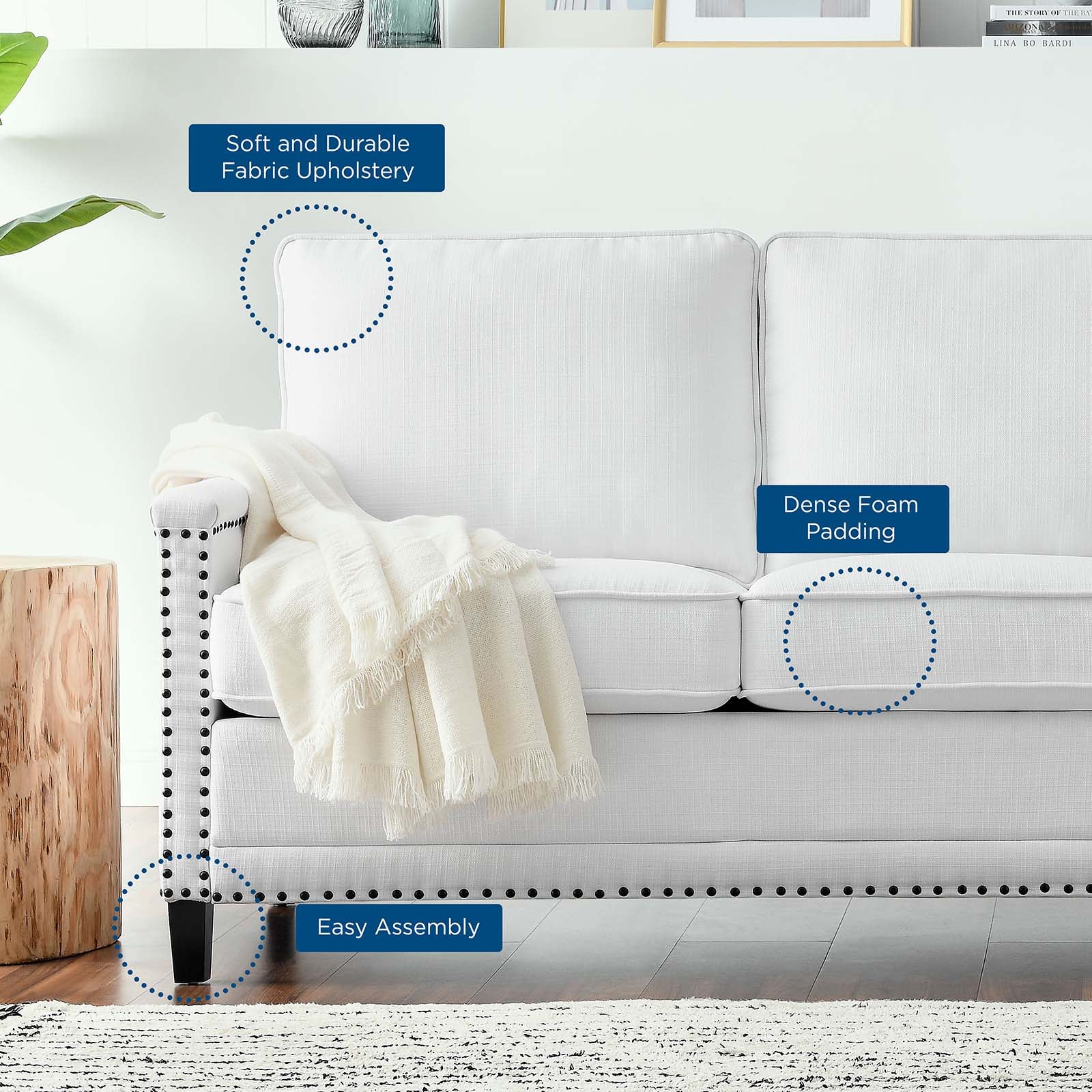 Modway Sofas & Couches - Ashton Upholstered Fabric Sofa White