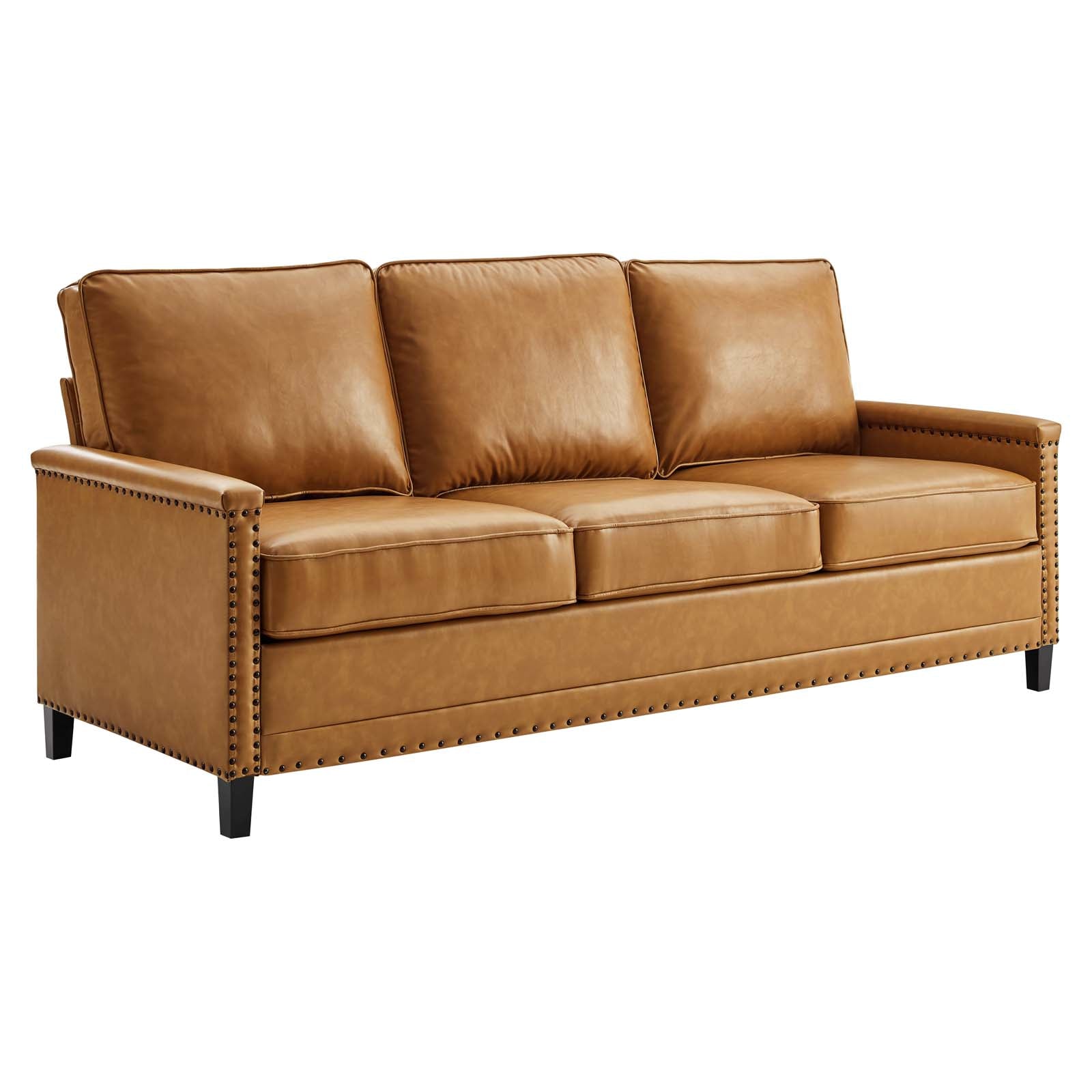 Modway Sofas & Couches - Ashton Vegan Leather Sofa Tan