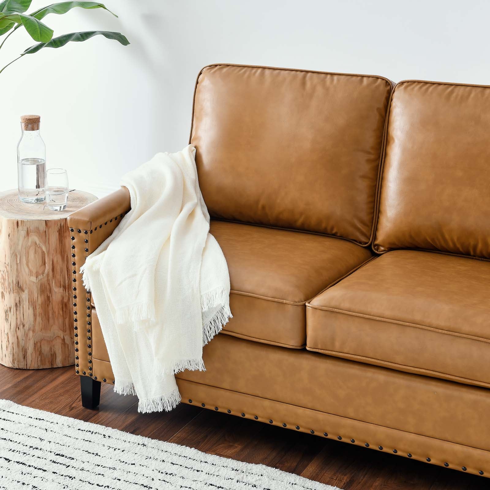 Modway Sofas & Couches - Ashton Vegan Leather Sofa Tan