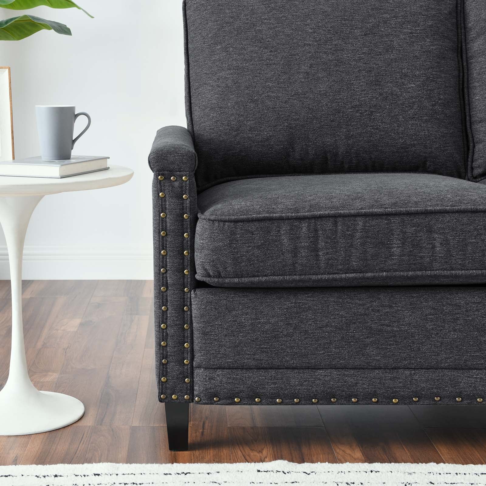 Modway Loveseats - Ashton Upholstered Fabric Loveseat Charcoal