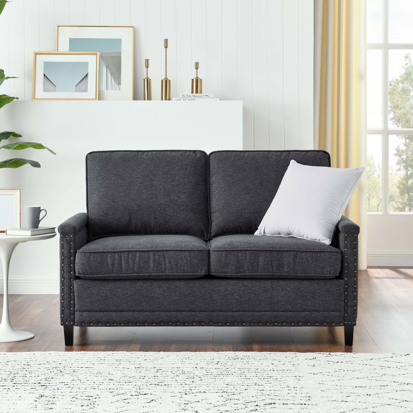 Modway Loveseats - Ashton Upholstered Fabric Loveseat Charcoal