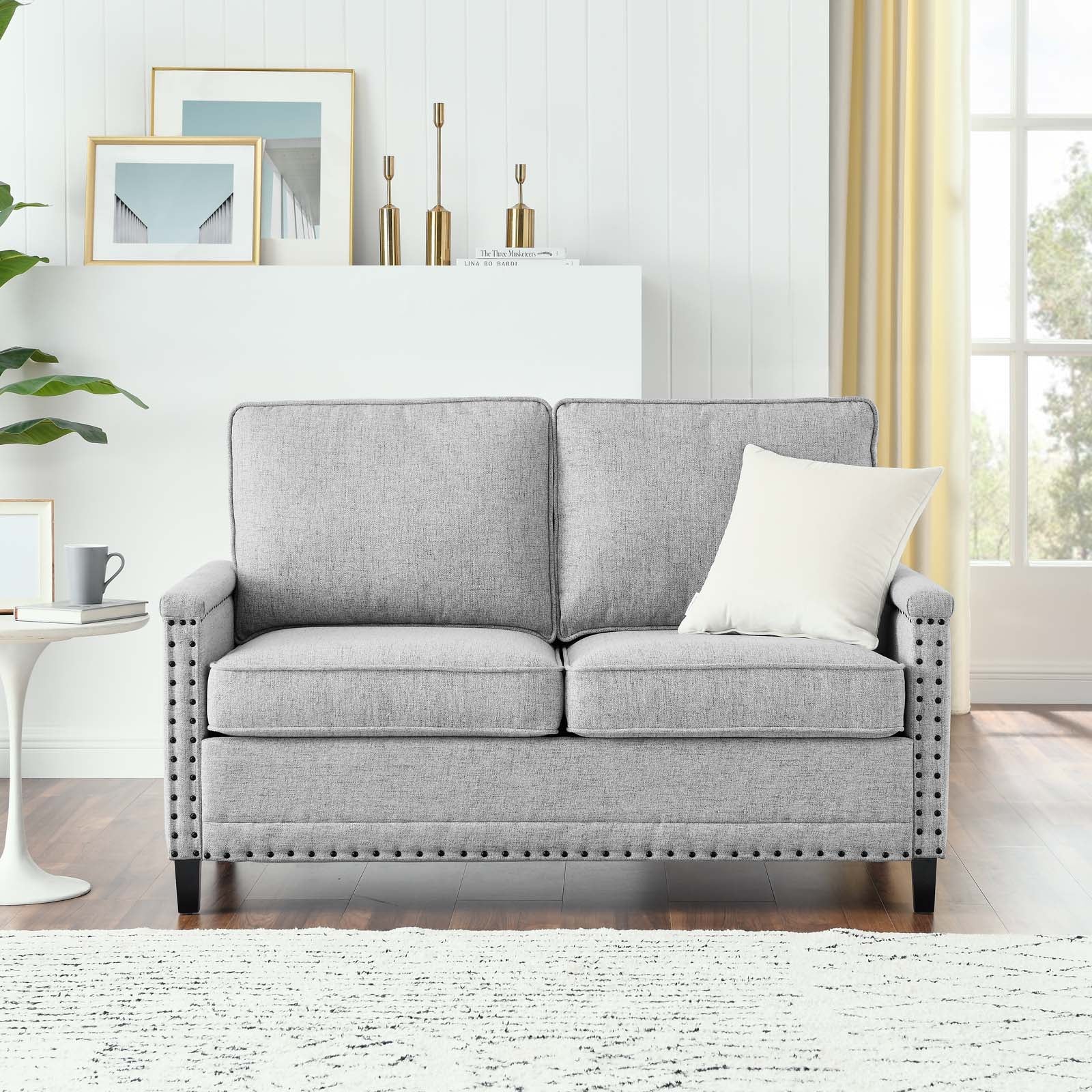 Modway Loveseats - Ashton Upholstered Fabric Loveseat Light Gray