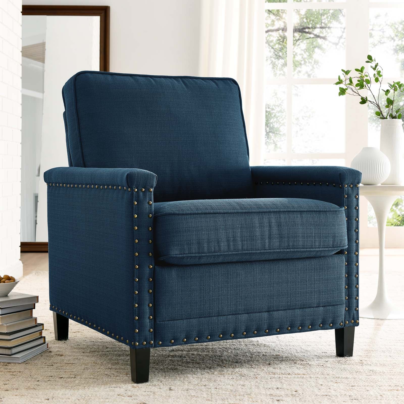 Modway Accent Chairs - Ashton Upholstered Fabric Armchair Azure
