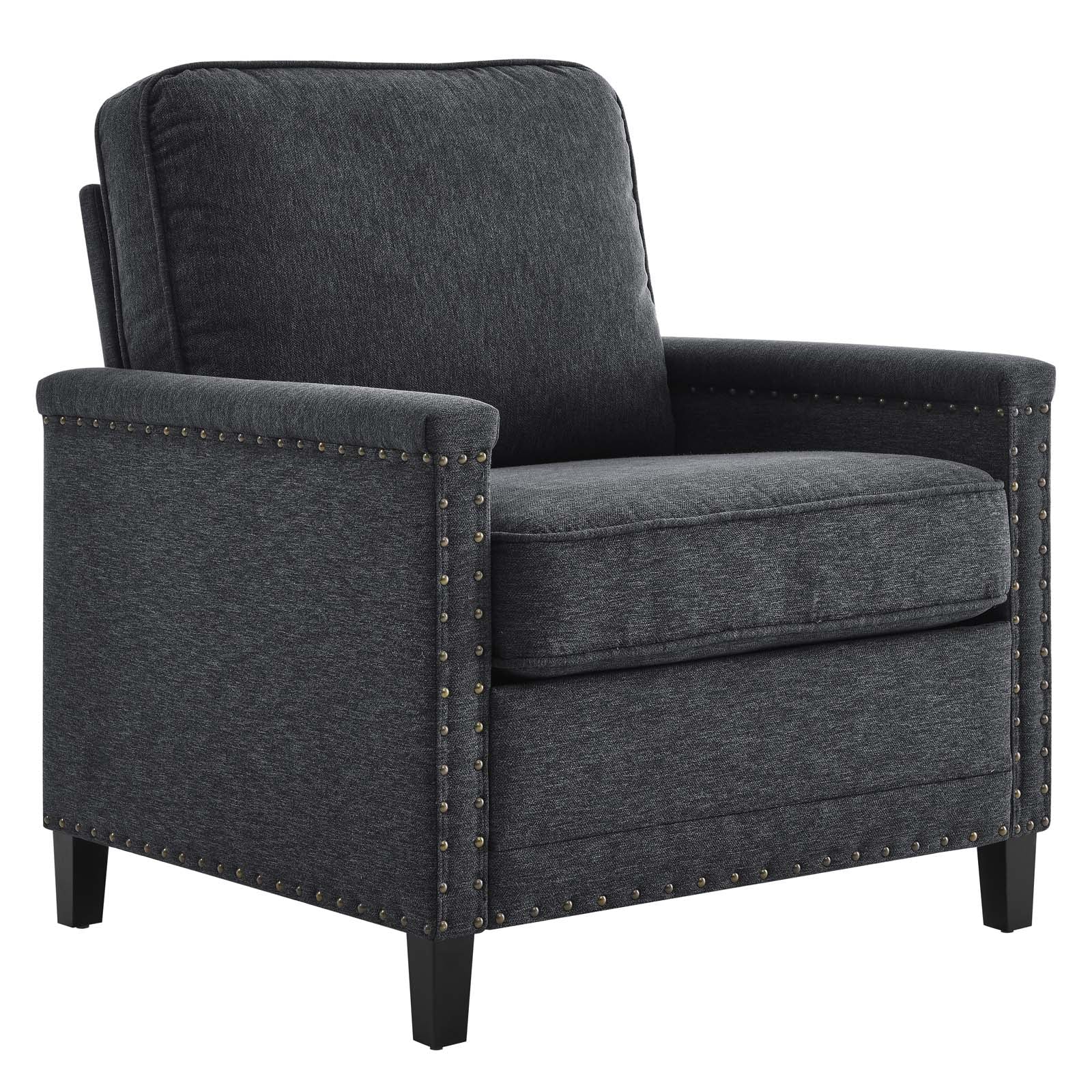 Modway Accent Chairs - Ashton Upholstered Fabric Armchair Charcoal