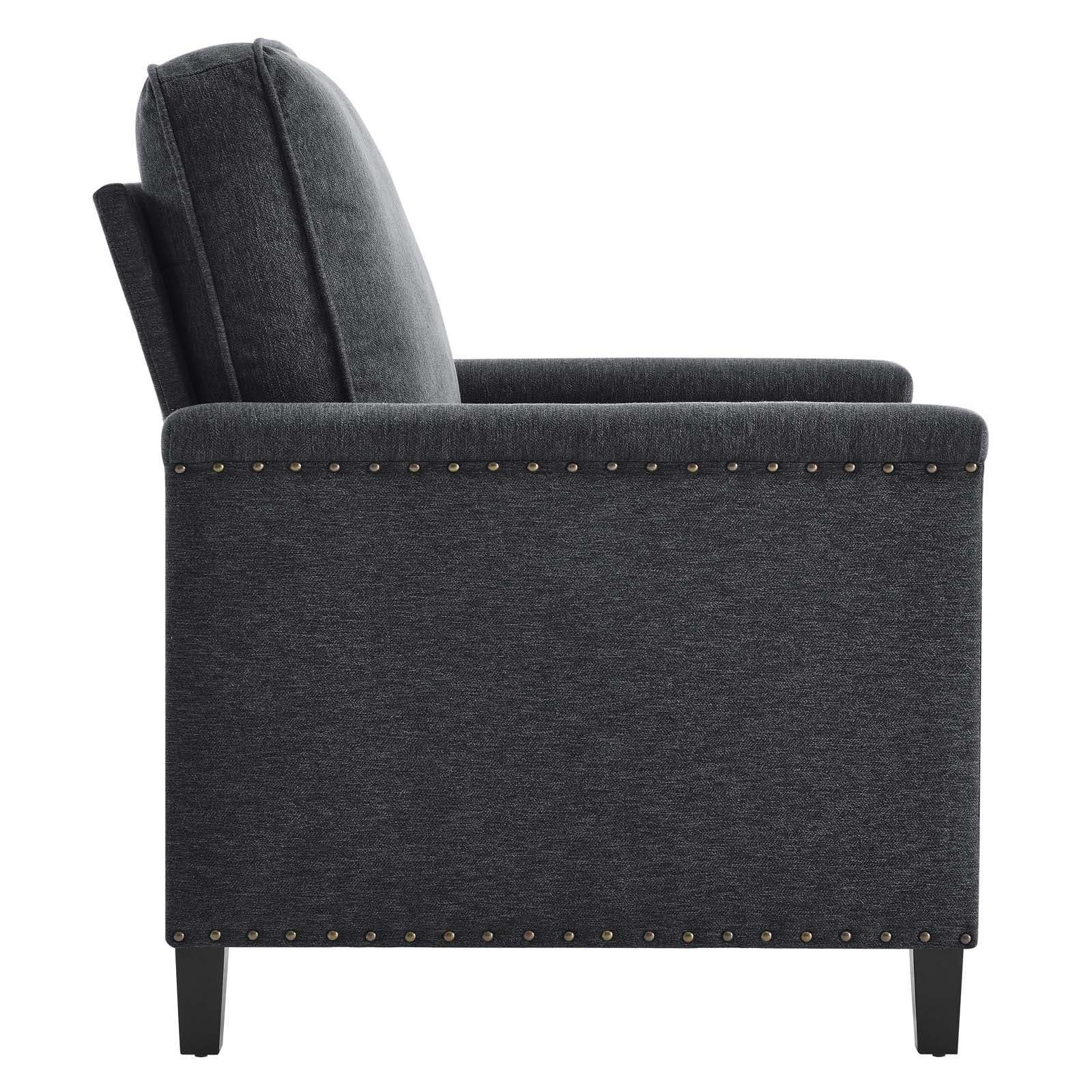 Modway Accent Chairs - Ashton Upholstered Fabric Armchair Charcoal