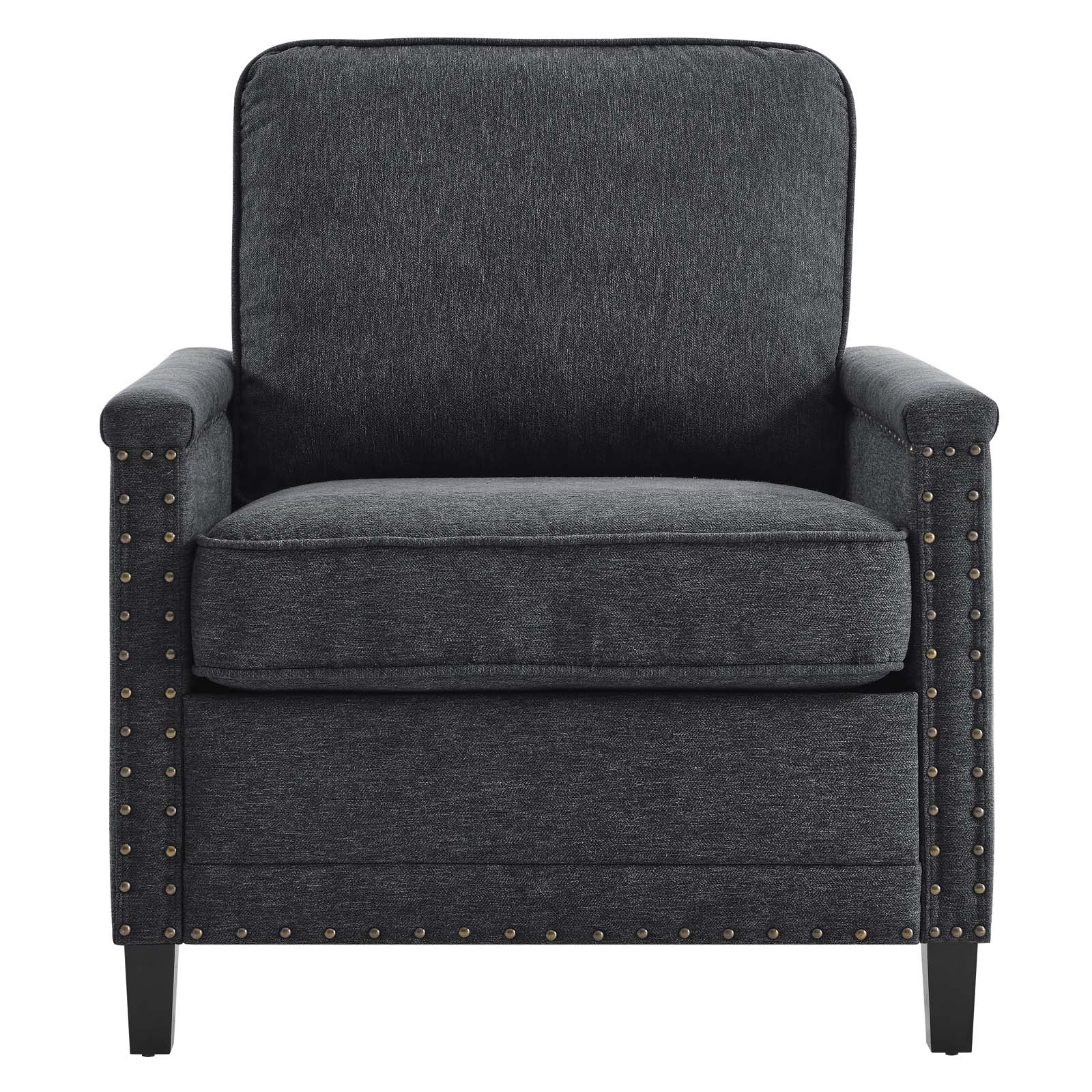 Modway Accent Chairs - Ashton Upholstered Fabric Armchair Charcoal