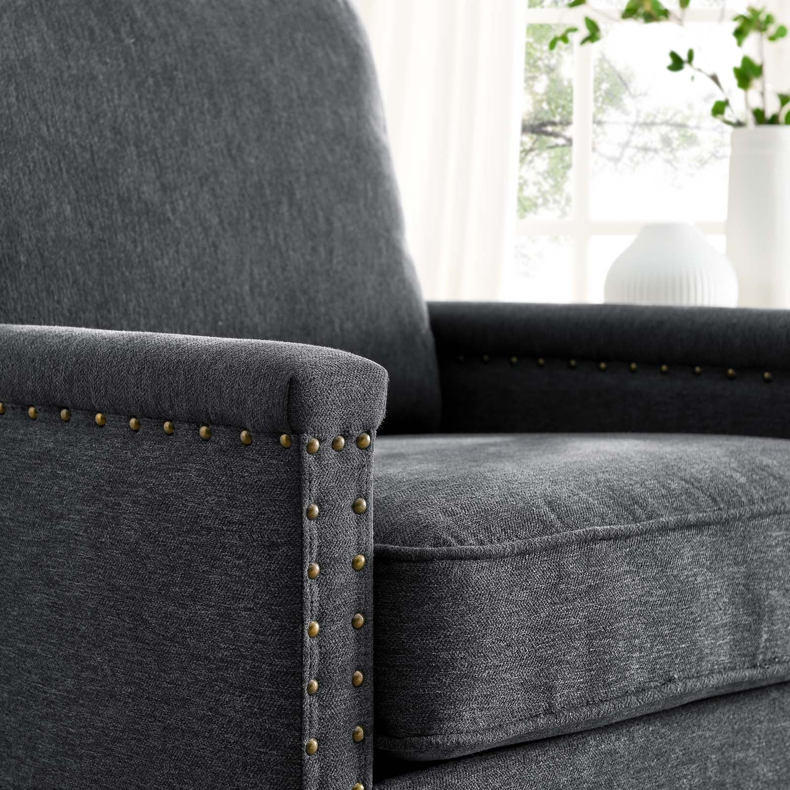 Modway Accent Chairs - Ashton Upholstered Fabric Armchair Charcoal
