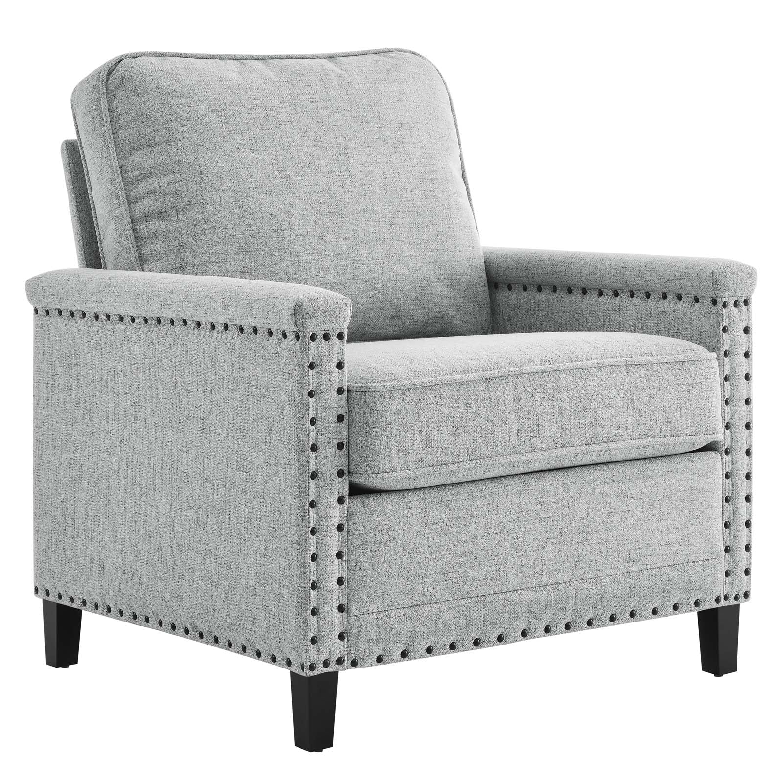 Modway Accent Chairs - Ashton Upholstered Fabric Armchair Light Gray