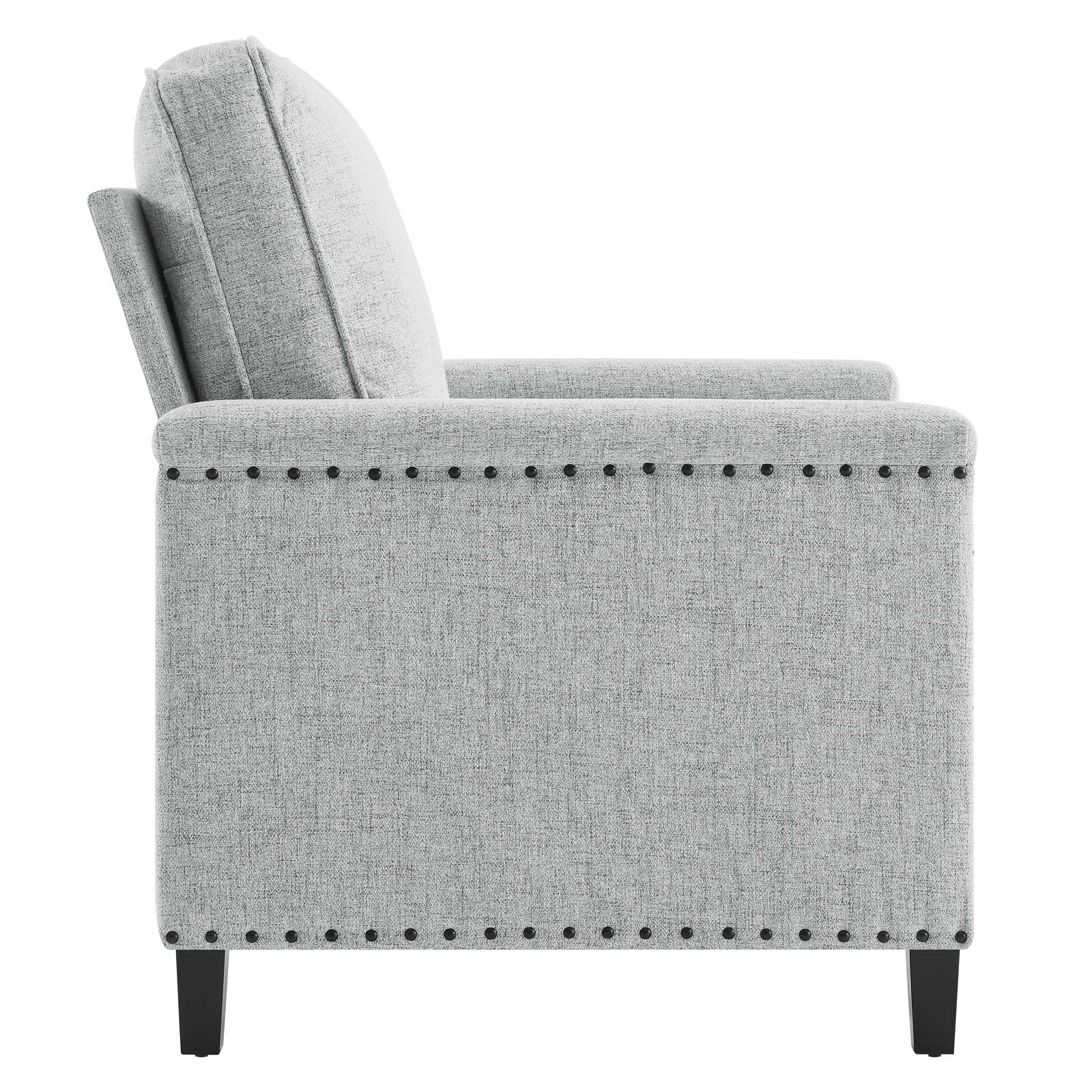 Modway Accent Chairs - Ashton Upholstered Fabric Armchair Light Gray