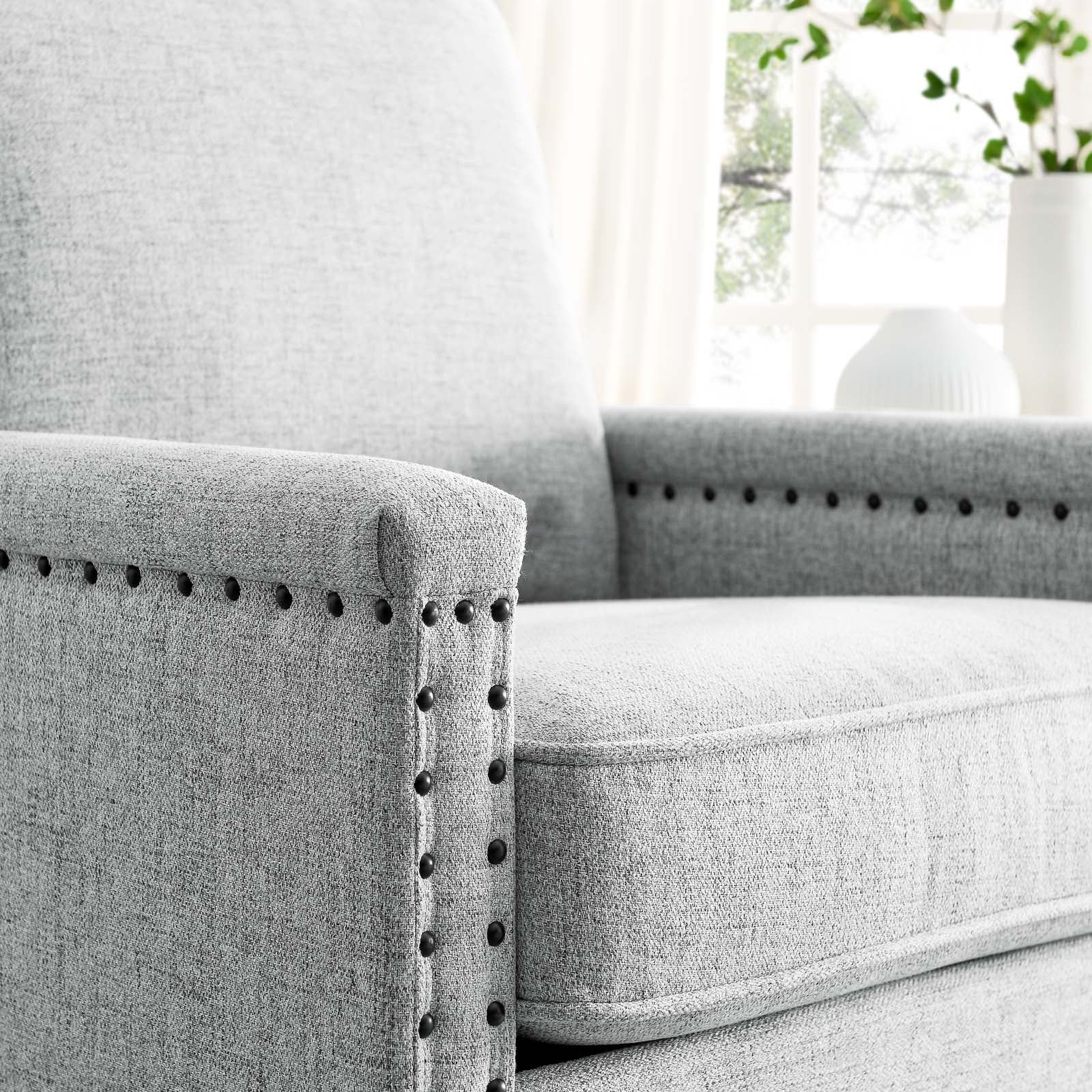 Modway Accent Chairs - Ashton Upholstered Fabric Armchair Light Gray