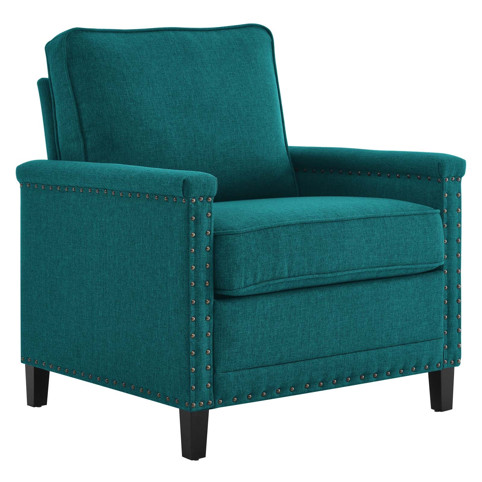 Modway Accent Chairs - Ashton Upholstered Fabric Armchair Teal