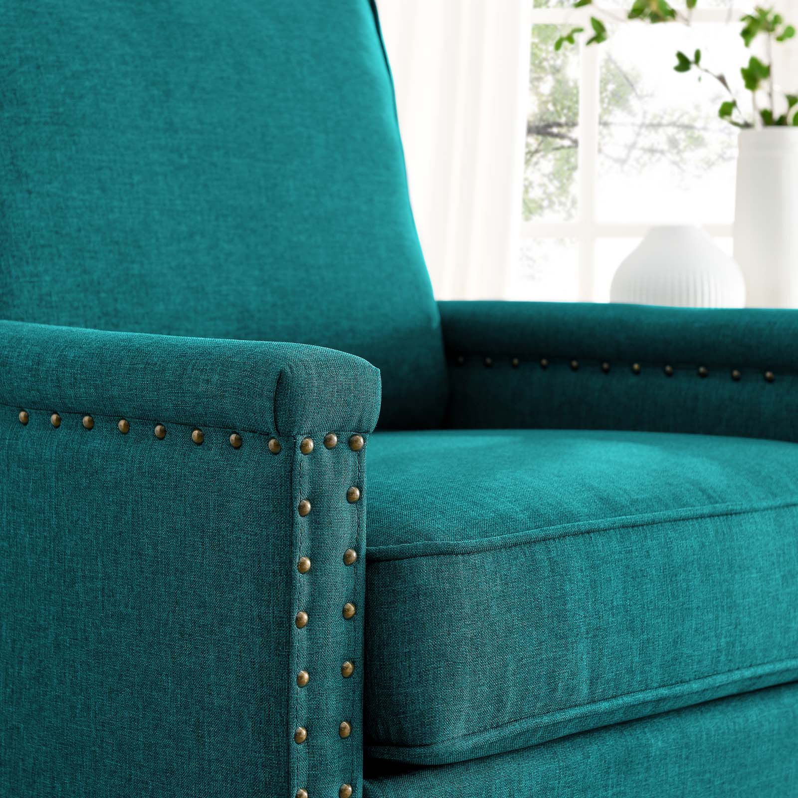 Modway Accent Chairs - Ashton Upholstered Fabric Armchair Teal
