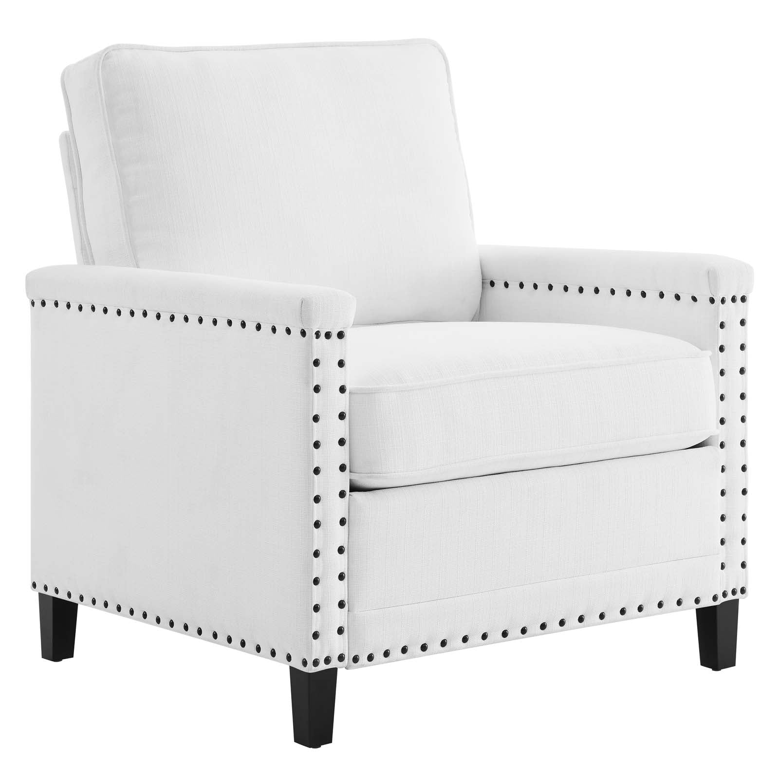 Modway Accent Chairs - Ashton Upholstered Fabric Armchair White