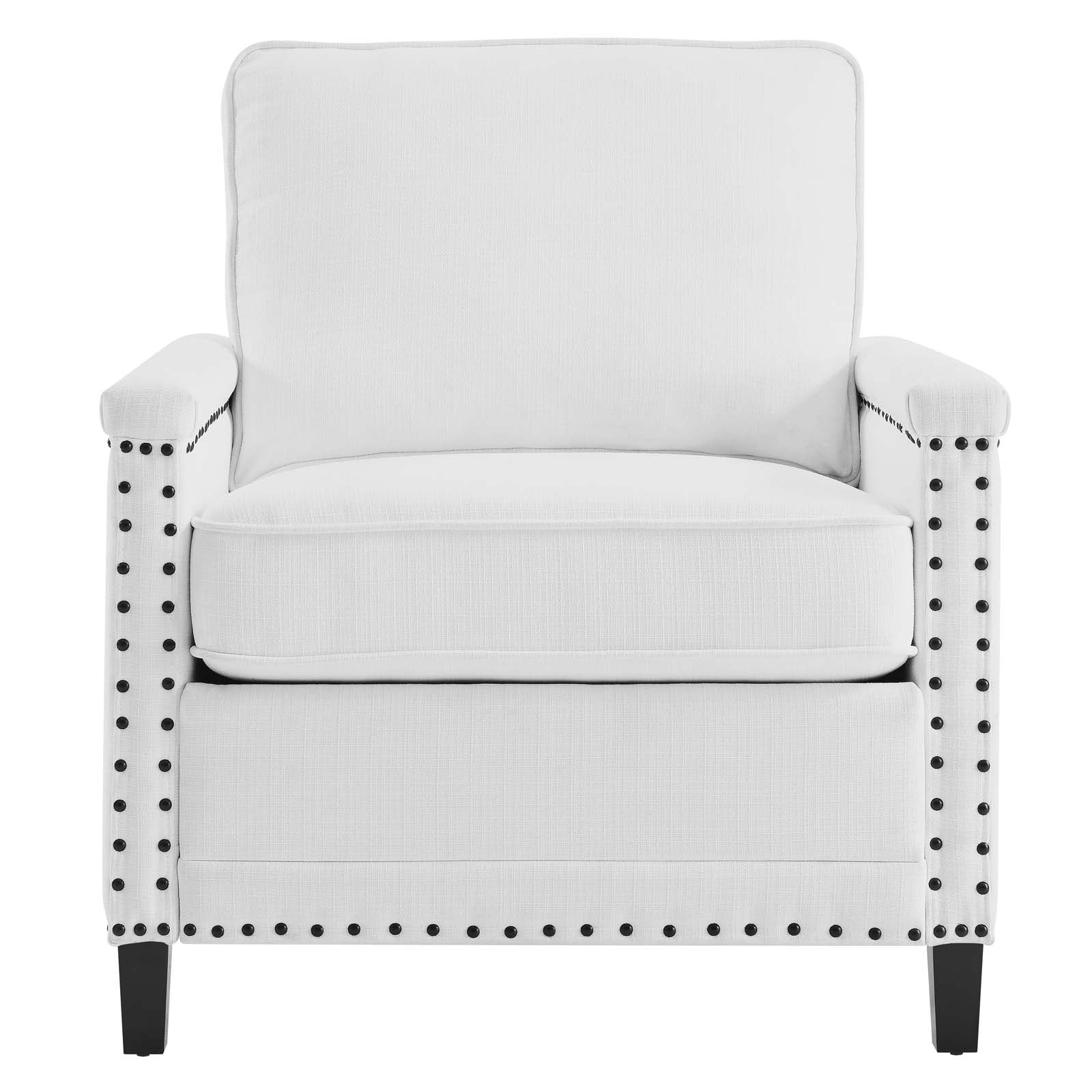 Modway Accent Chairs - Ashton Upholstered Fabric Armchair White