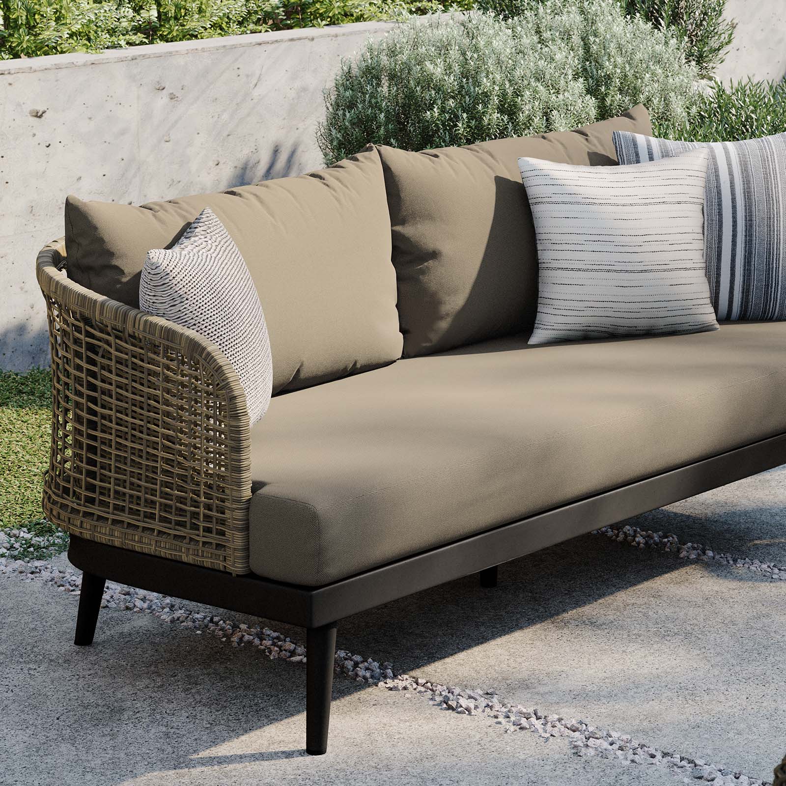 Modway Outdoor Sofas - Meadow Outdoor Patio Sofa Natural Taupe