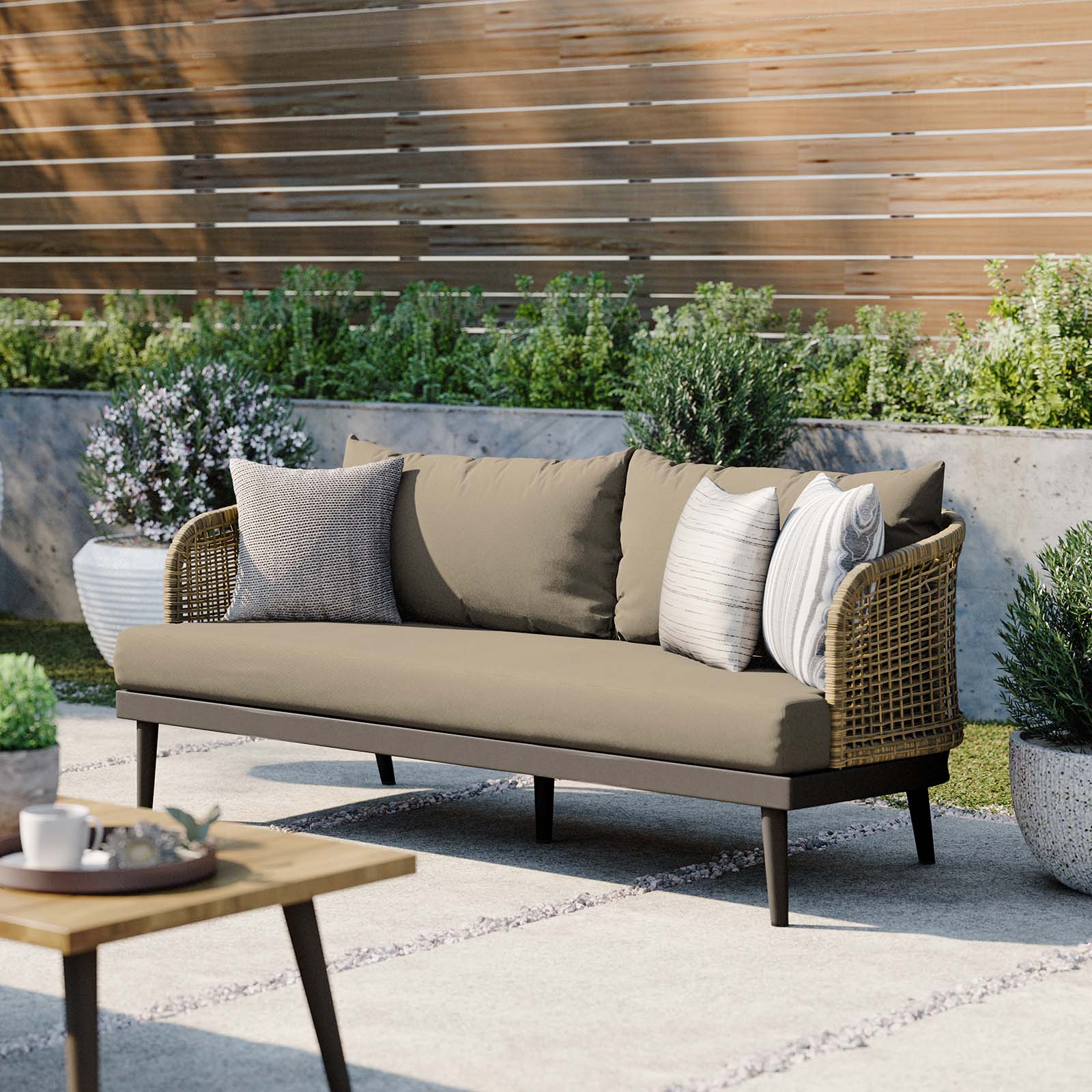 Modway Outdoor Sofas - Meadow Outdoor Patio Sofa Natural Taupe