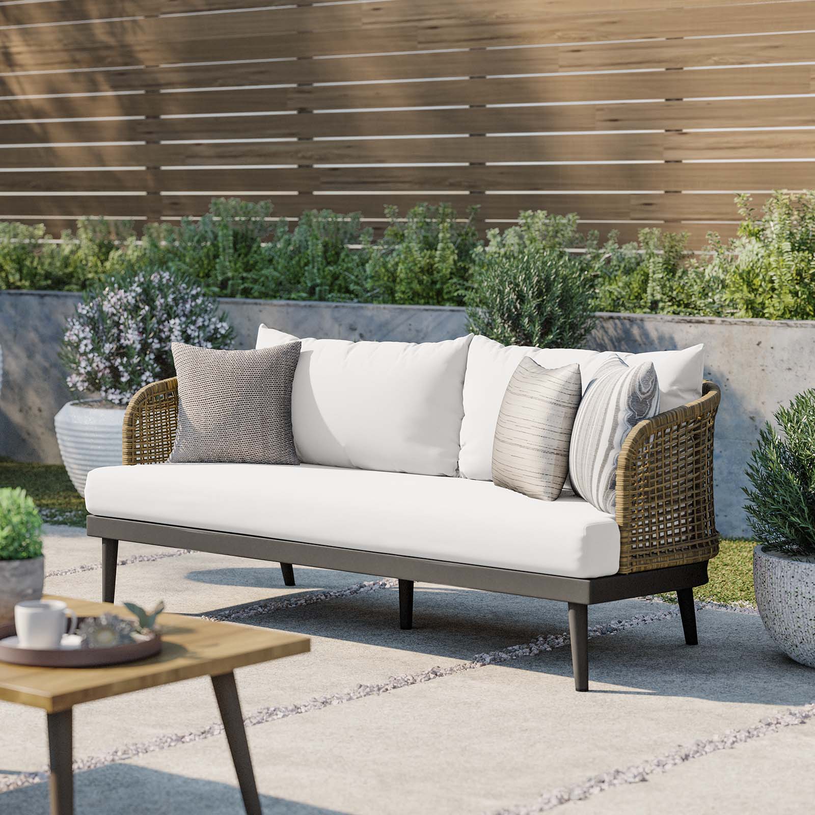 Modway Outdoor Sofas - Meadow Outdoor Patio Sofa Natural White