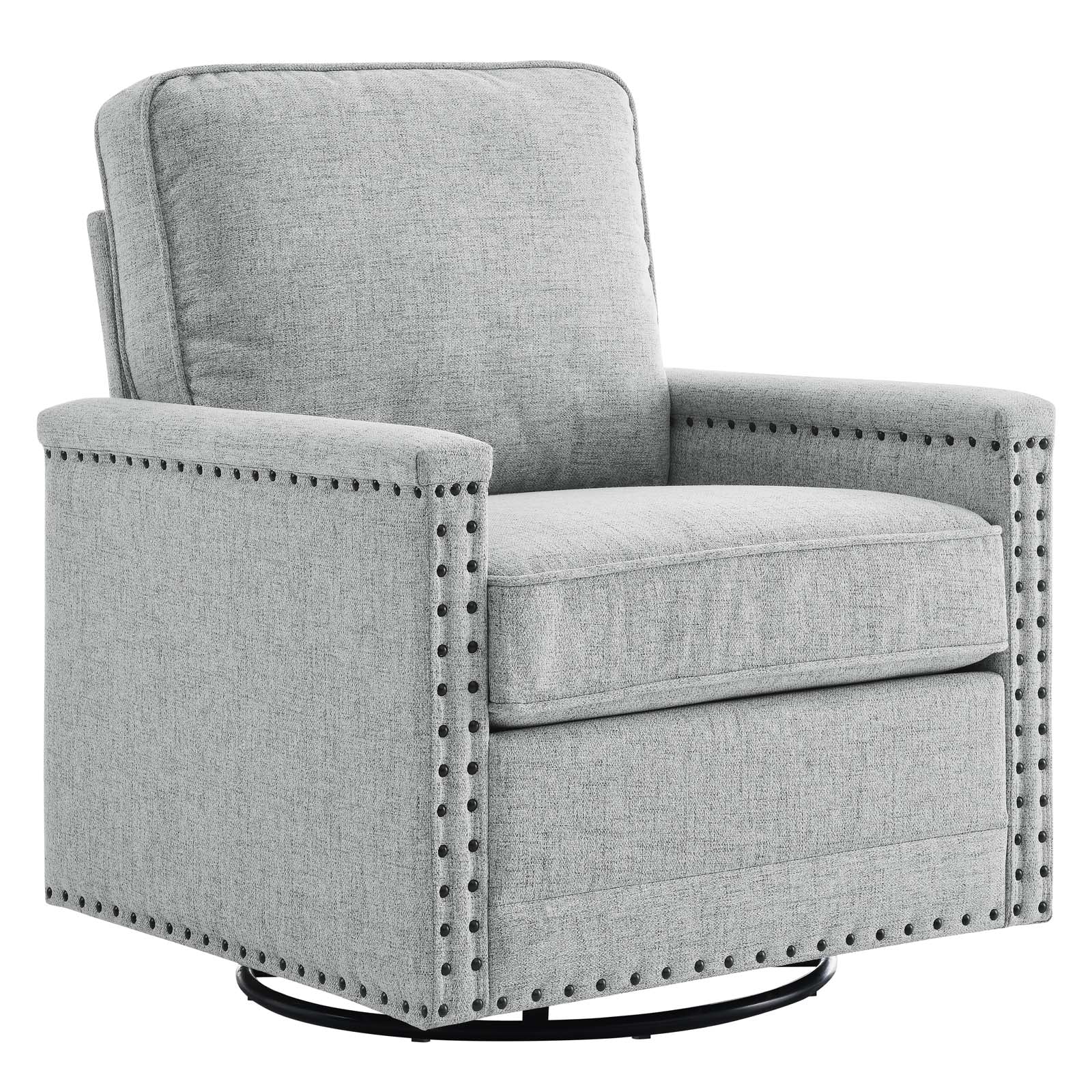 Modway Accent Chairs - Ashton Upholstered Fabric Swivel Chair Light Gray