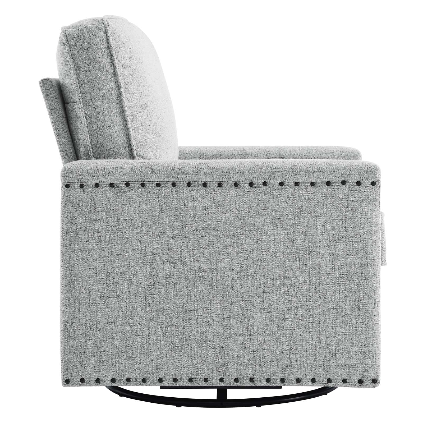 Modway Accent Chairs - Ashton Upholstered Fabric Swivel Chair Light Gray