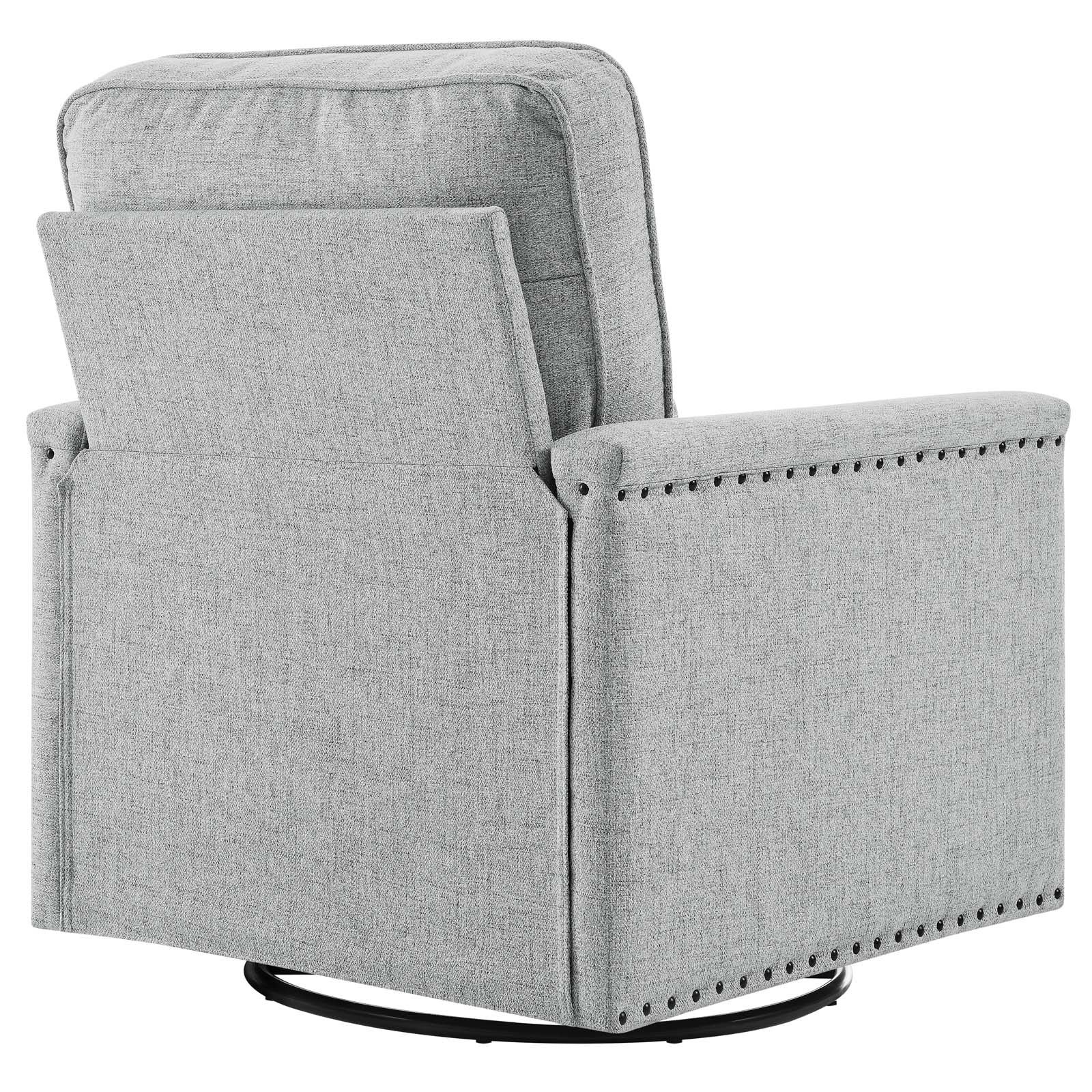 Modway Accent Chairs - Ashton Upholstered Fabric Swivel Chair Light Gray