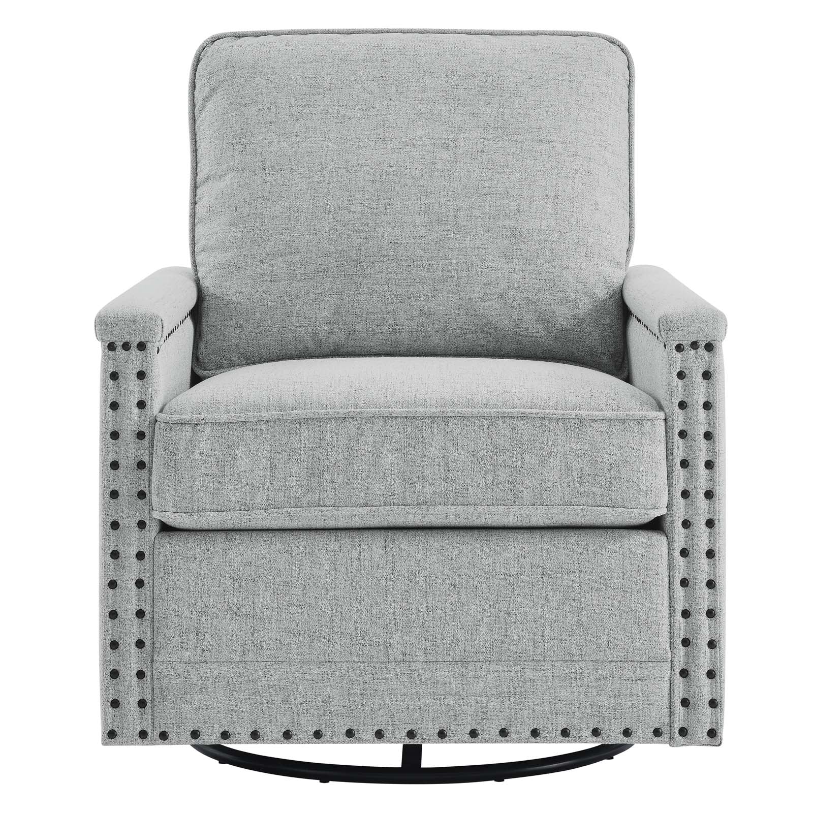 Modway Accent Chairs - Ashton Upholstered Fabric Swivel Chair Light Gray