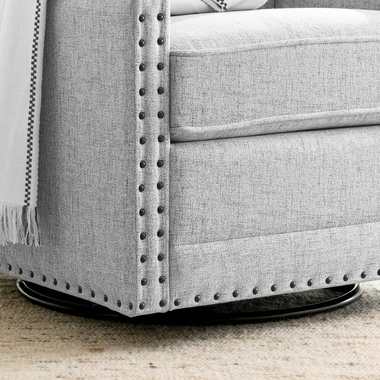 Modway Accent Chairs - Ashton Upholstered Fabric Swivel Chair Light Gray