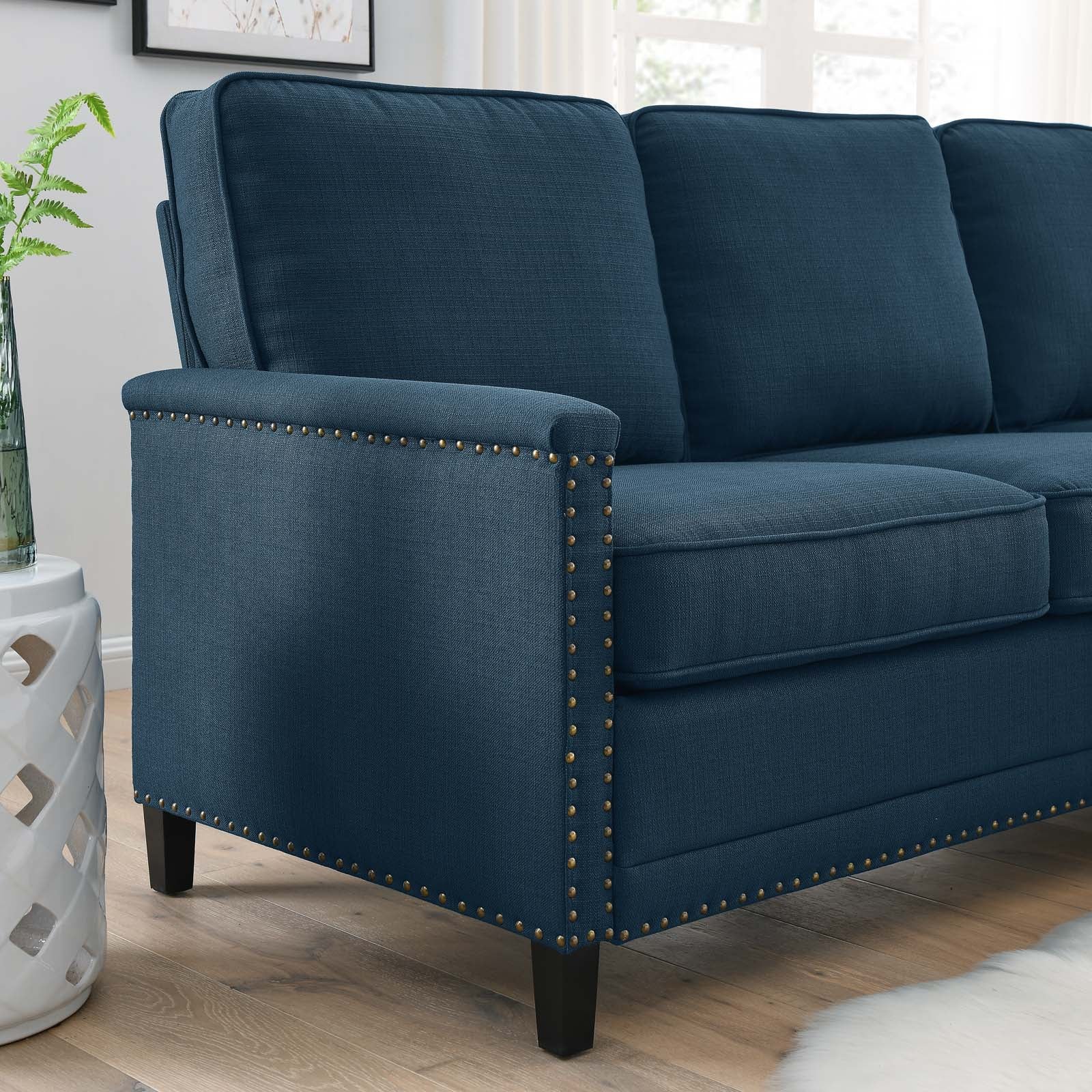 Modway Sectional Sofas - Ashton Upholstered Fabric Sectional Sofa Azure
