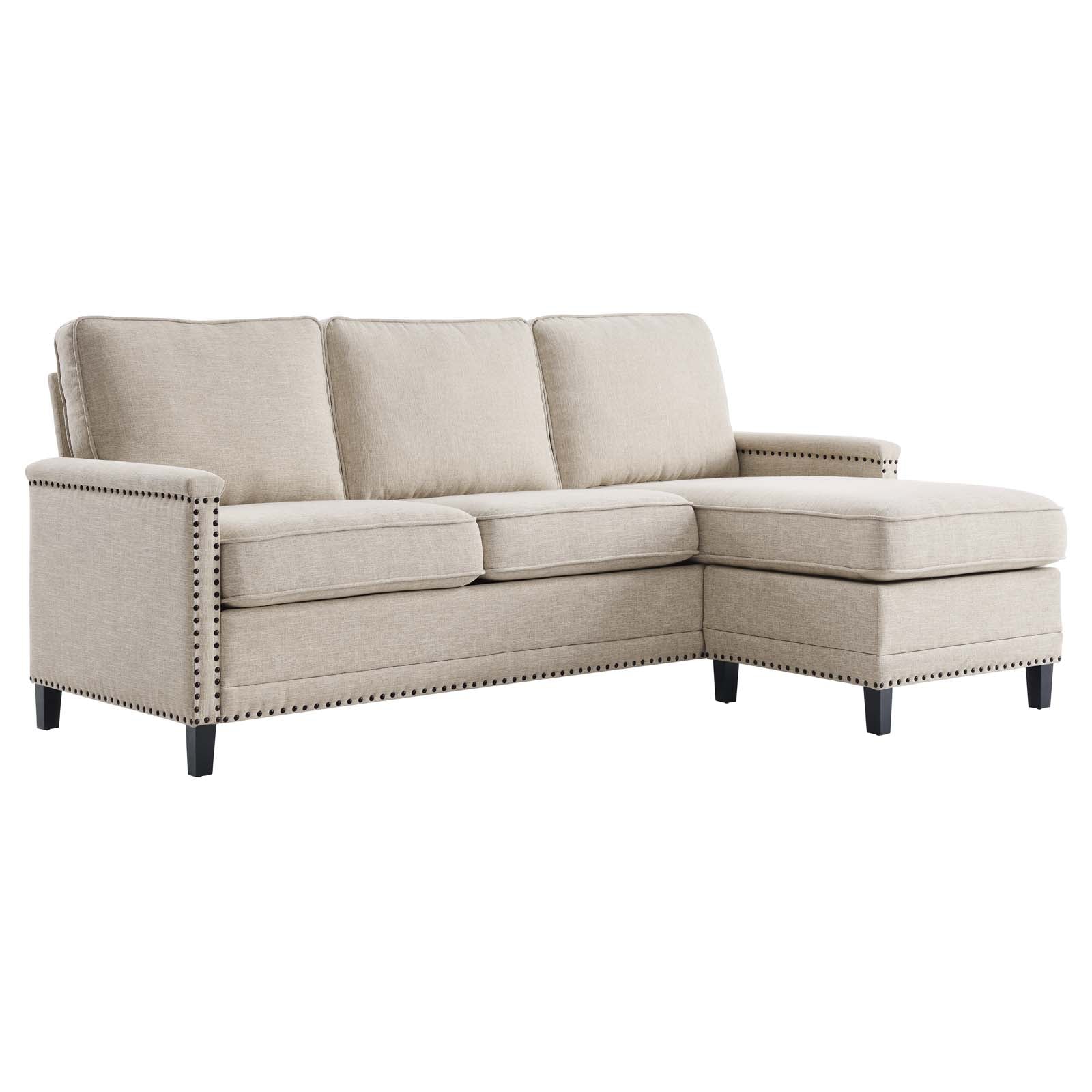 Modway Sectional Sofas - Ashton Upholstered Fabric Sectional Sofa Beige