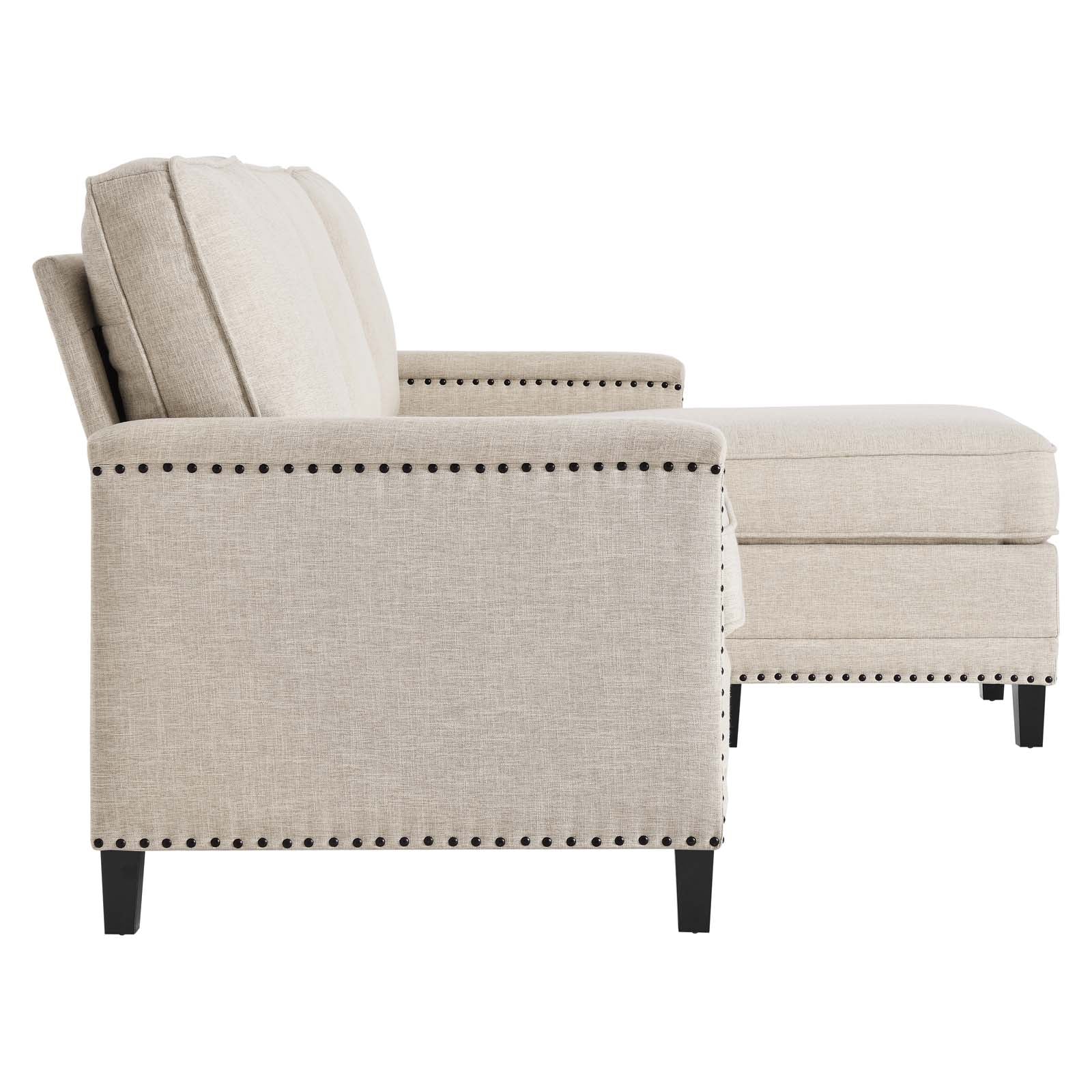 Modway Sectional Sofas - Ashton Upholstered Fabric Sectional Sofa Beige