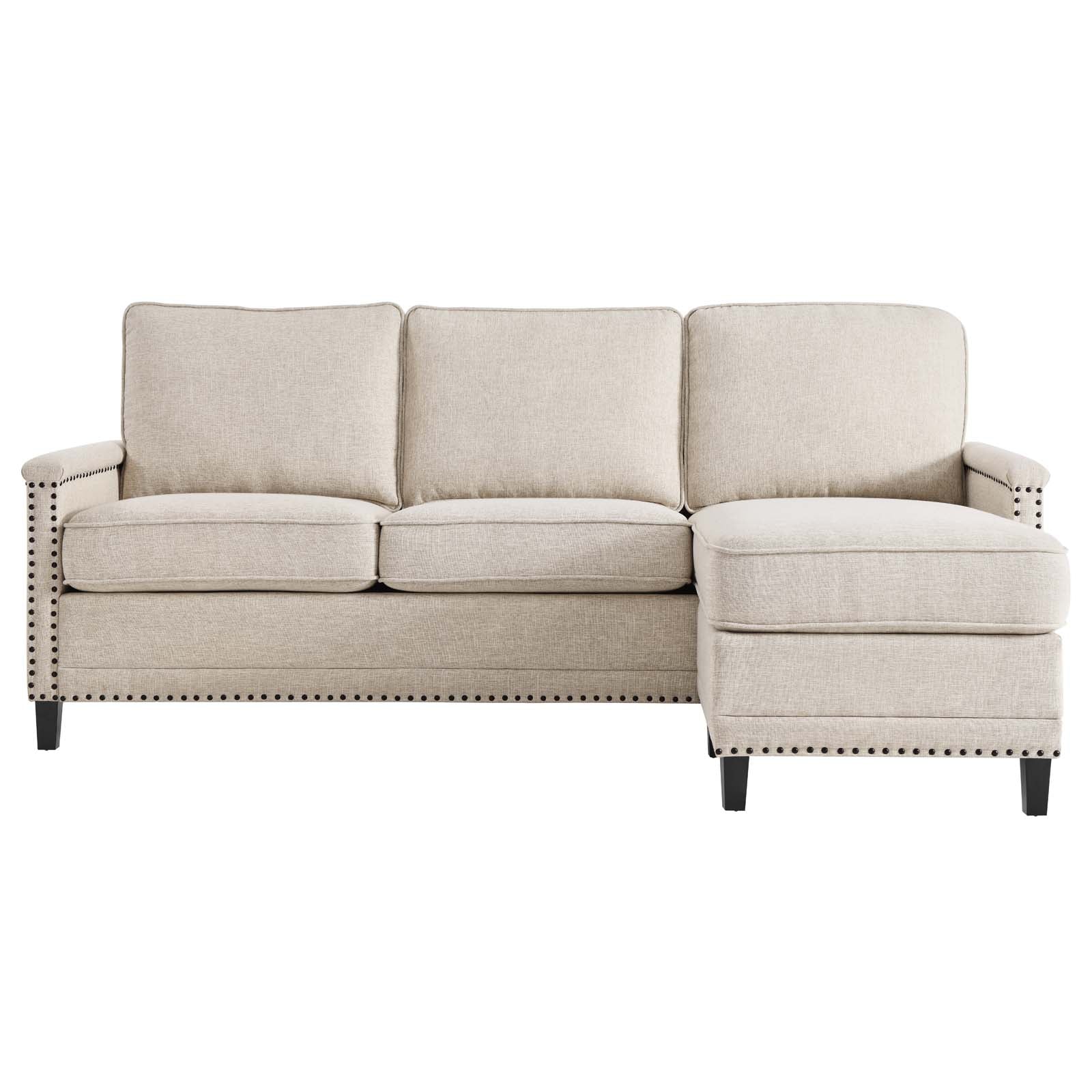 Modway Sectional Sofas - Ashton Upholstered Fabric Sectional Sofa Beige