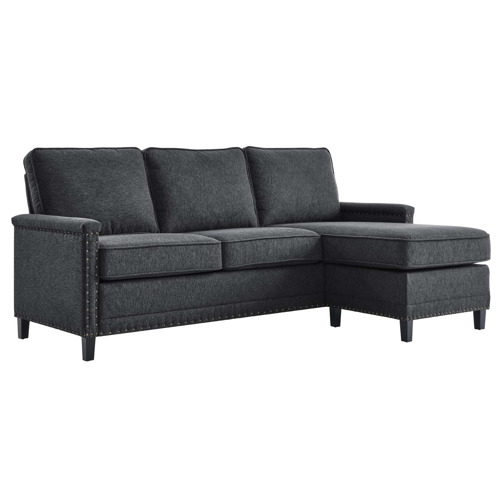 Modway Sectional Sofas - Ashton Upholstered Fabric Sectional Sofa Charcoal