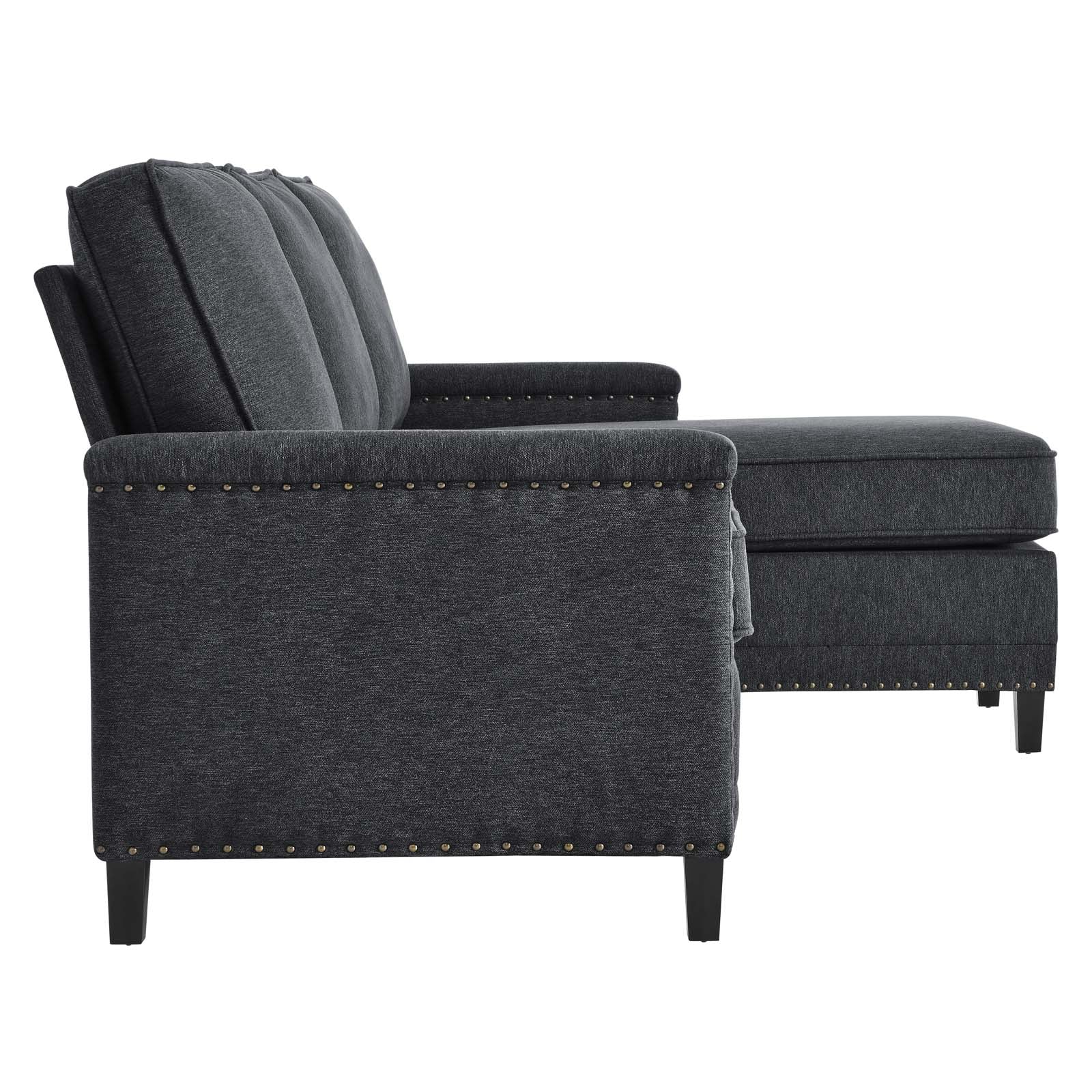 Modway Sectional Sofas - Ashton Upholstered Fabric Sectional Sofa Charcoal