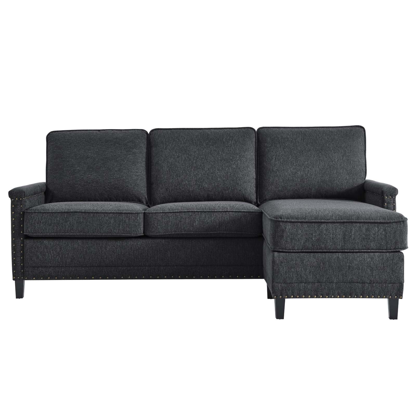Modway Sectional Sofas - Ashton Upholstered Fabric Sectional Sofa Charcoal