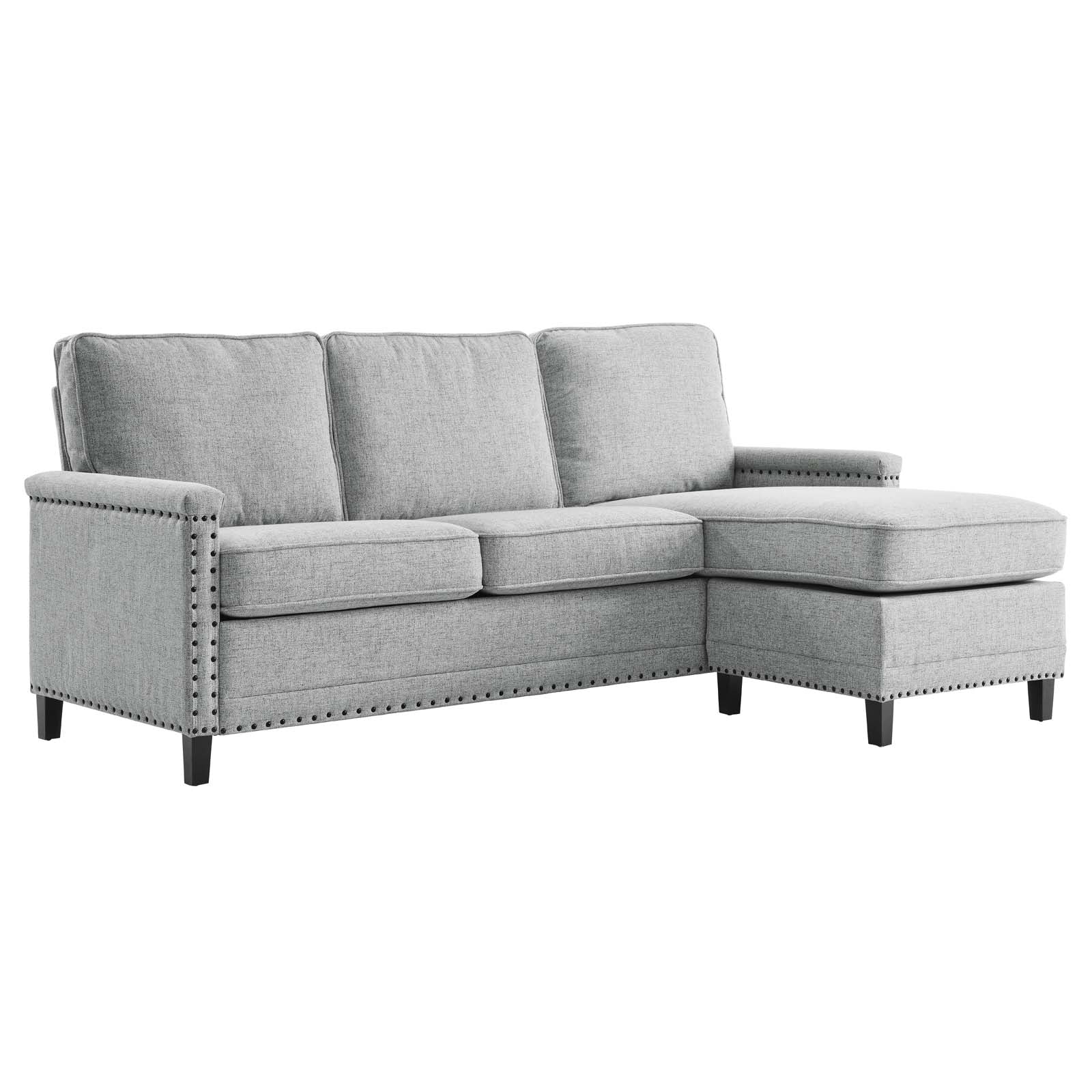 Modway Sectional Sofas - Ashton Upholstered Fabric Sectional Sofa Light Gray