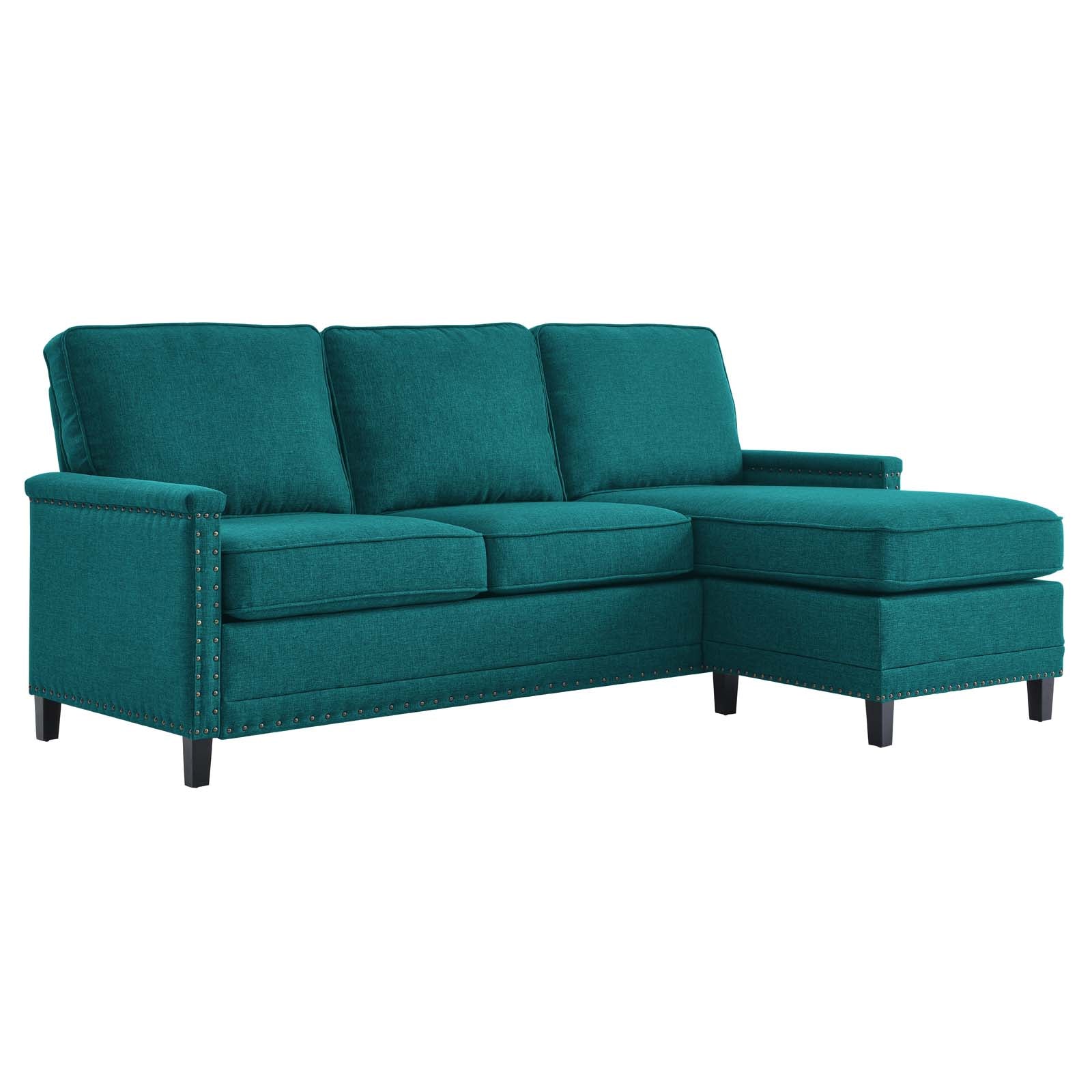 Modway Sectional Sofas - Ashton Upholstered Fabric Sectional Sofa Teal