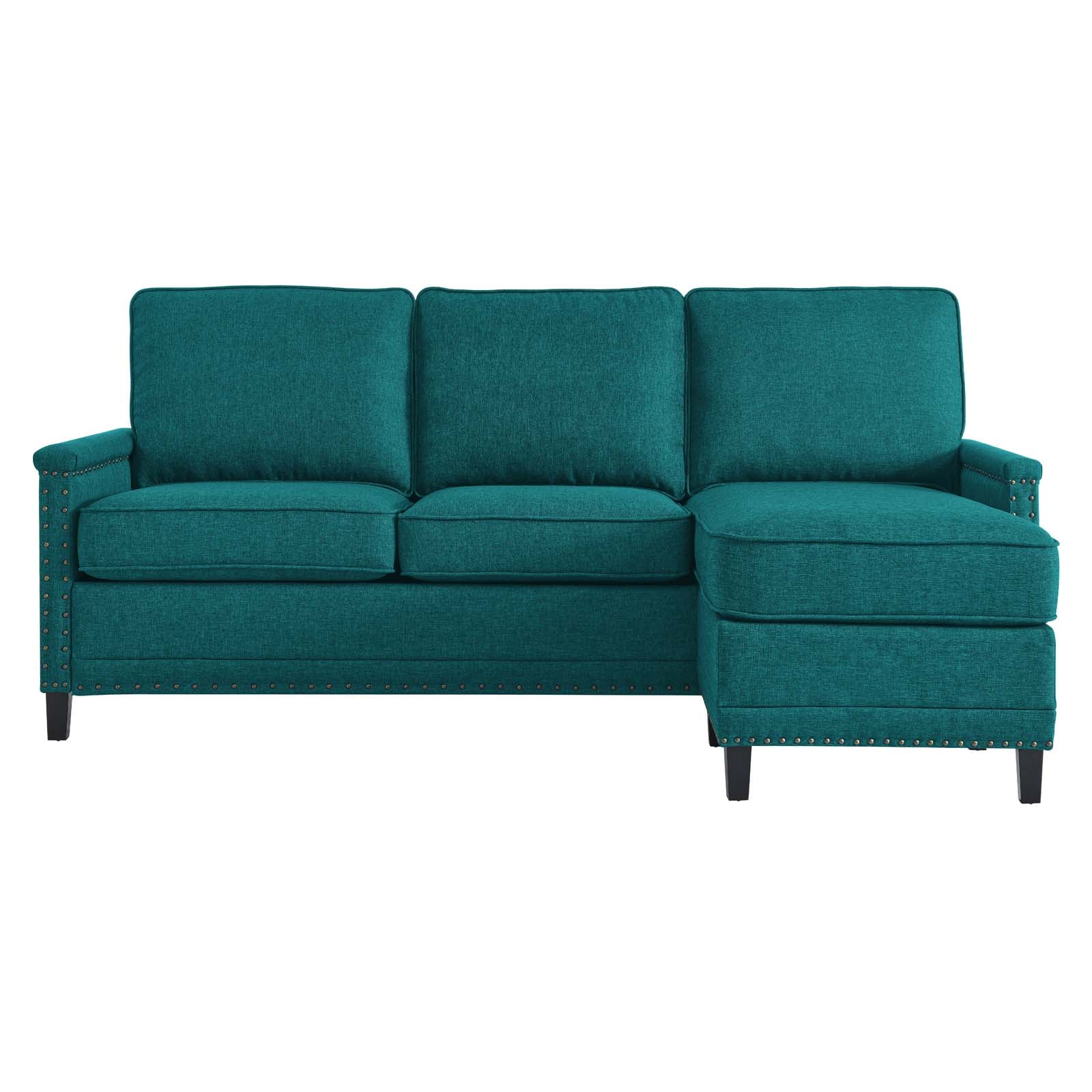 Modway Sectional Sofas - Ashton Upholstered Fabric Sectional Sofa Teal
