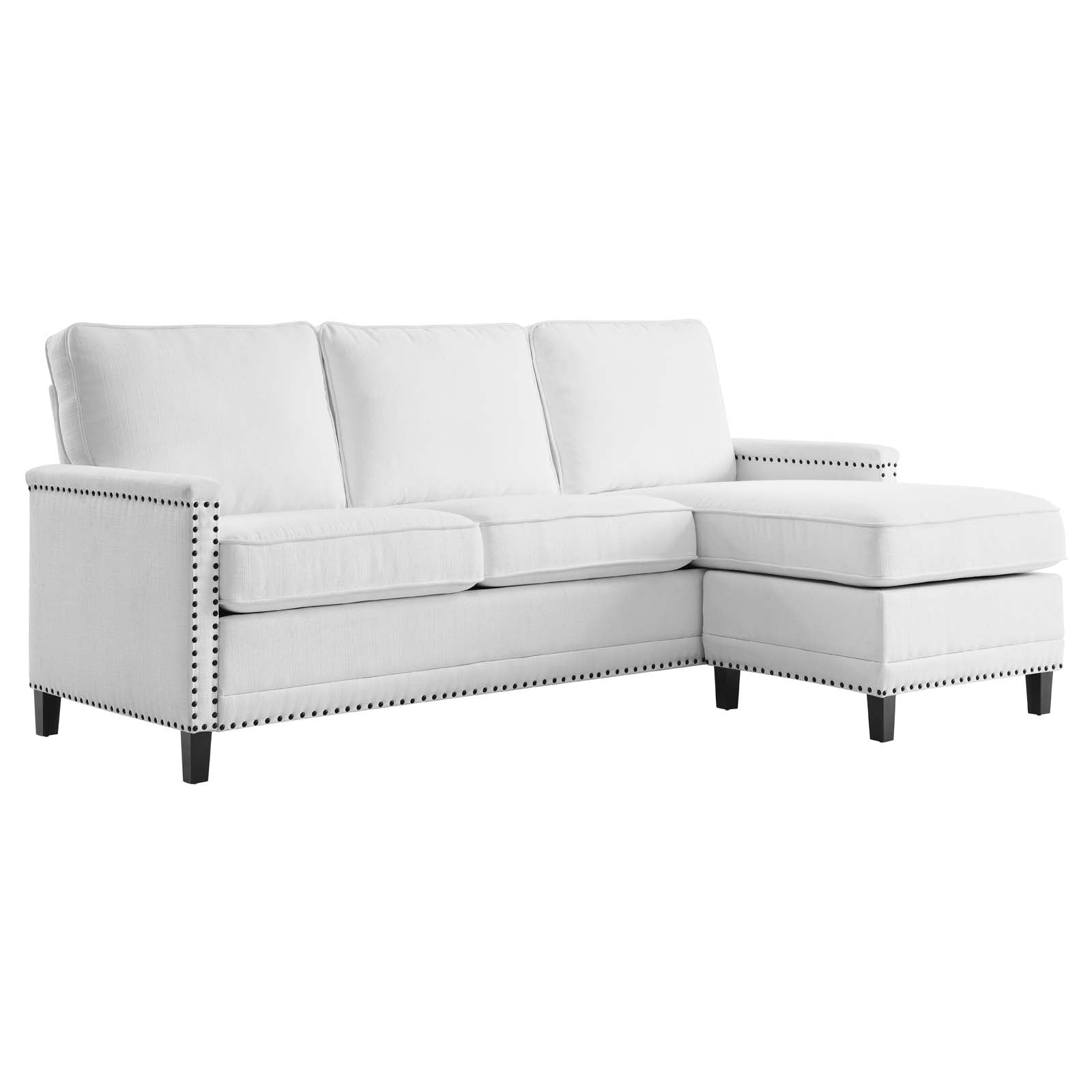 Modway Sectional Sofas - Ashton Upholstered Fabric Sectional Sofa White