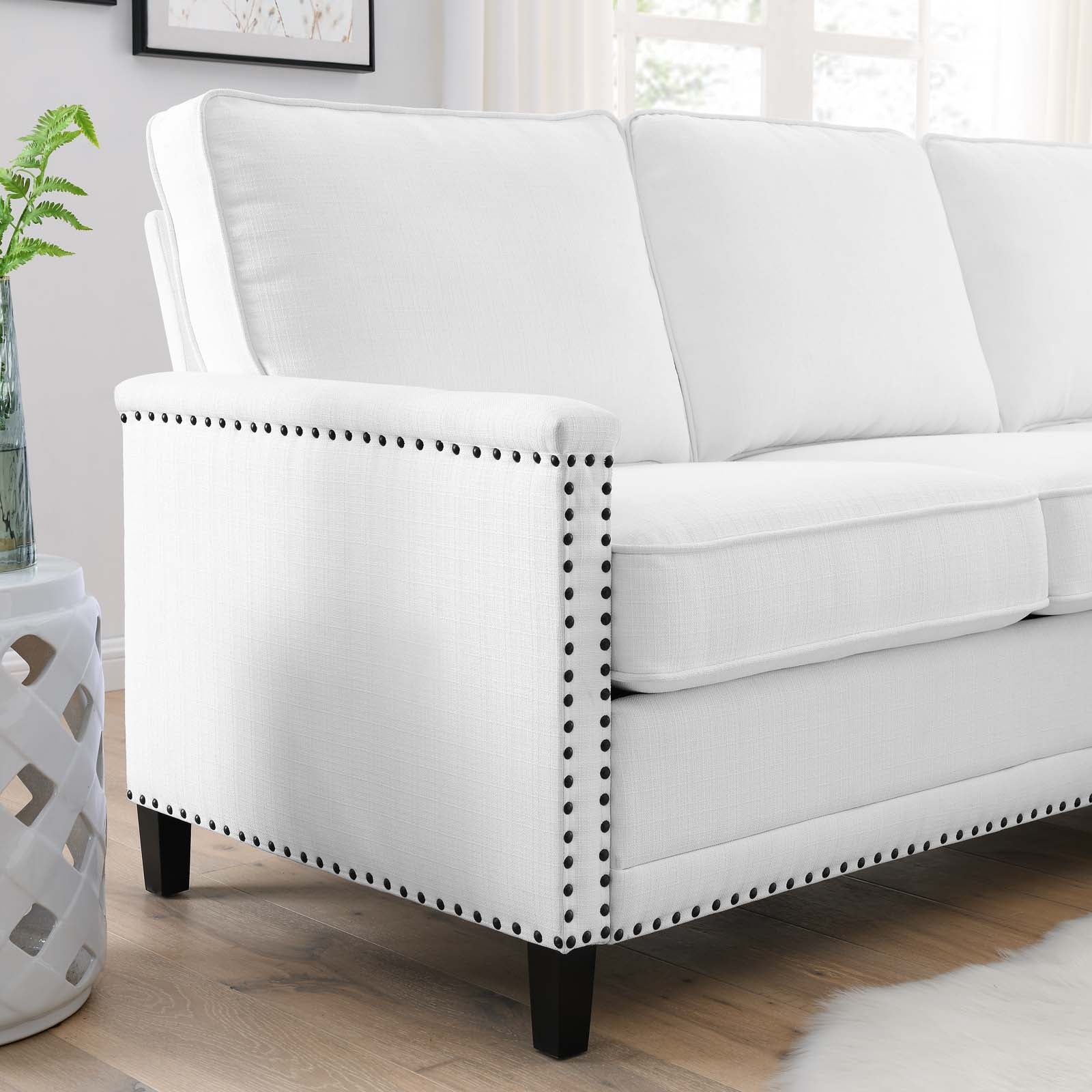 Modway Sectional Sofas - Ashton Upholstered Fabric Sectional Sofa White